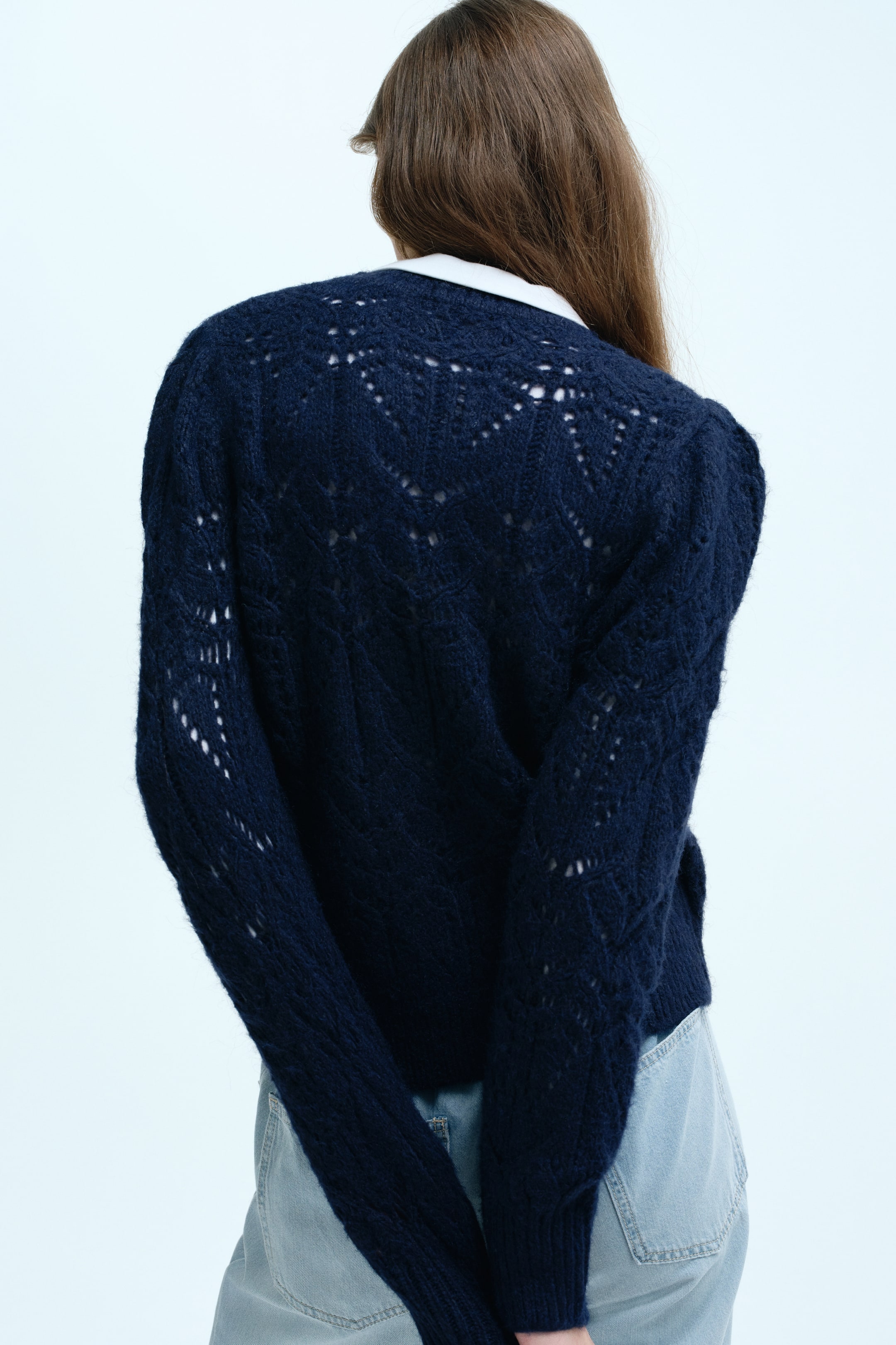 Agrandir l'image: Pull en maille pointelle - Bleu marine - FEMME | H&M BE 4