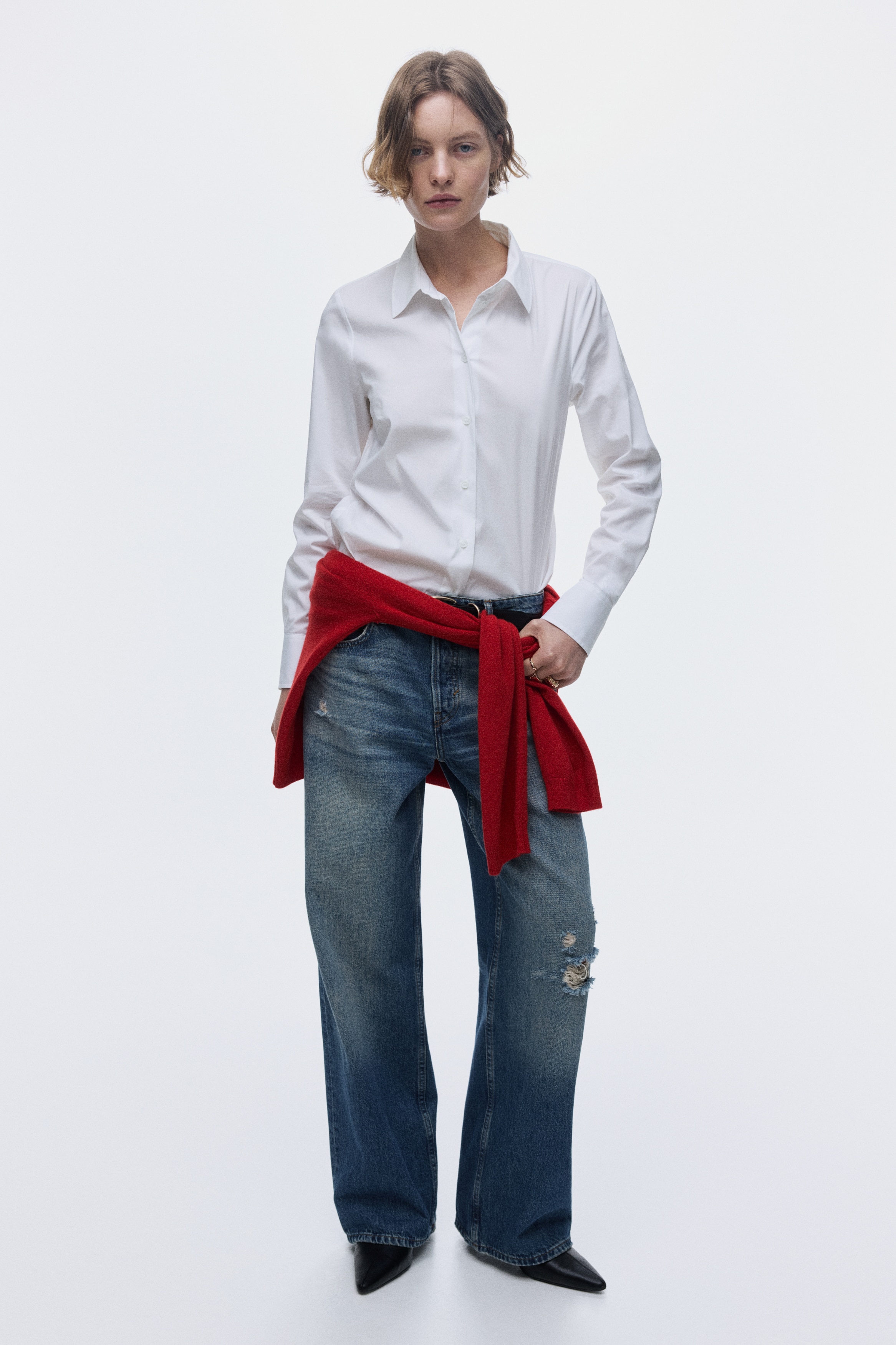 Chemise en coton mélangé - Blanc