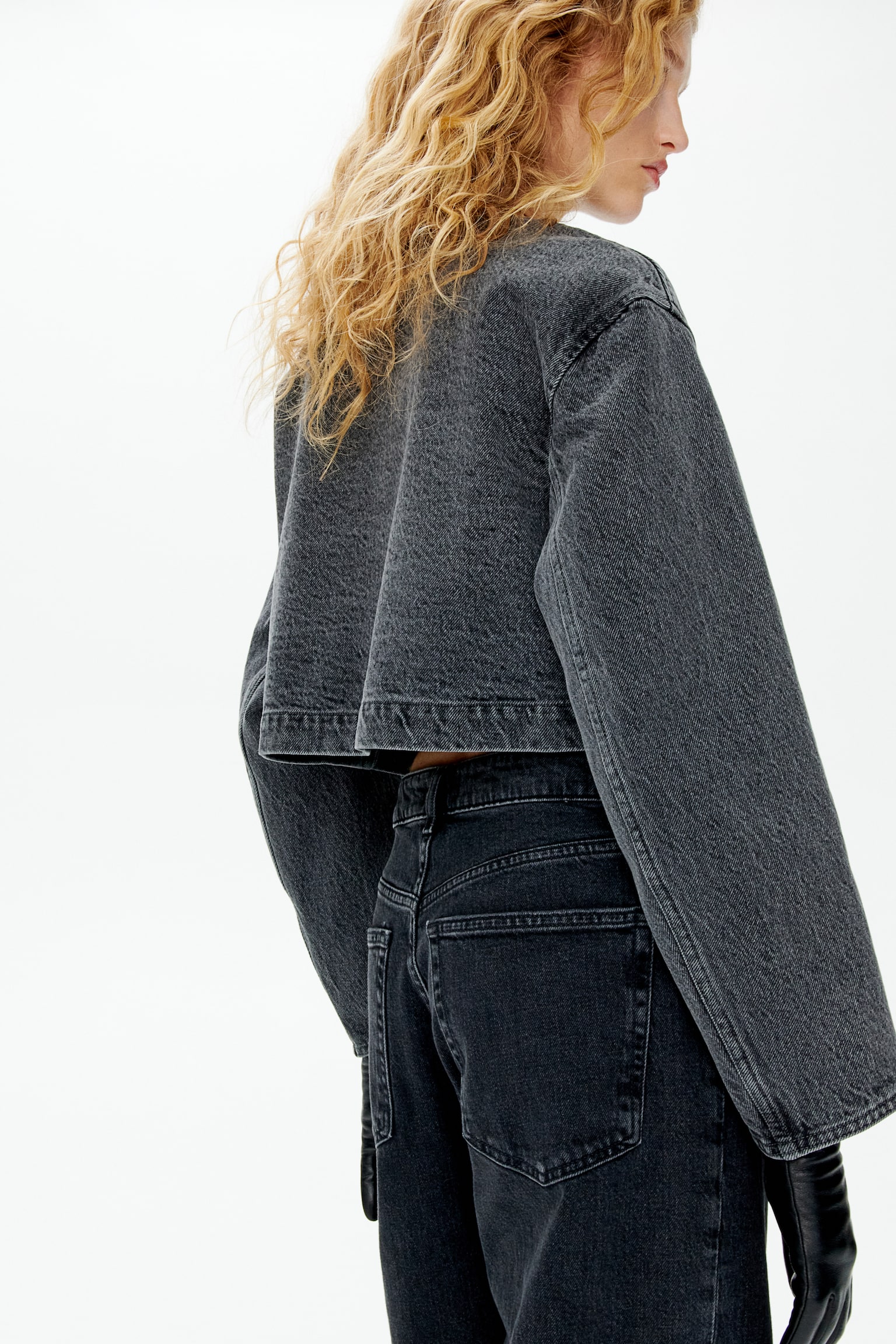 Cropped Denim Jacket - Dark denim grey/Denim blue - 5