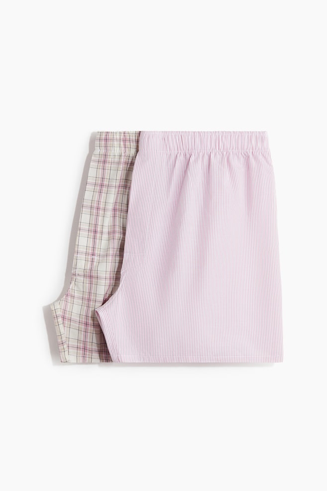 2-Pack Woven Boxer Shorts - Pink/plaid/Black/white checked/Red/plaid/Khaki green/checked/Light pink/checked/Brown/plaid/Light blue/striped/Green/striped/Light blue/paisley - 1