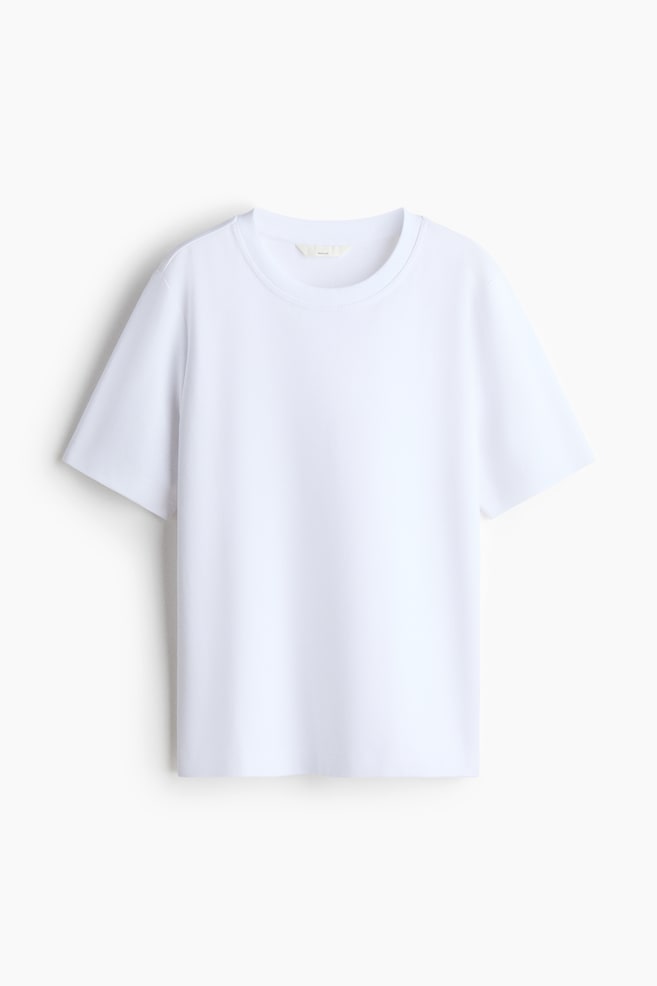 Cotton Jersey T-Shirt - White/Pale beige/Plum red - 1