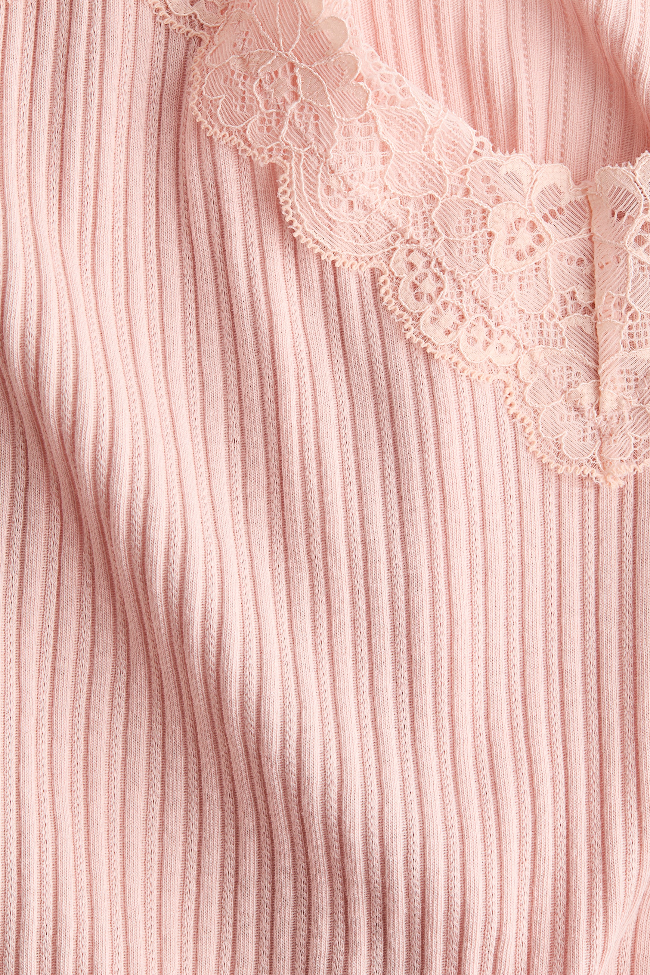 Женские топы H&M Lace-Trimmed Pointelle-Knit Top — фото 3