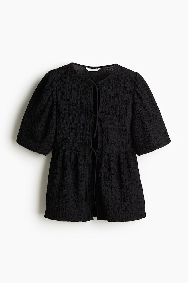 Offenes Peplum-Shirt - Schwarz/Weiß - 1