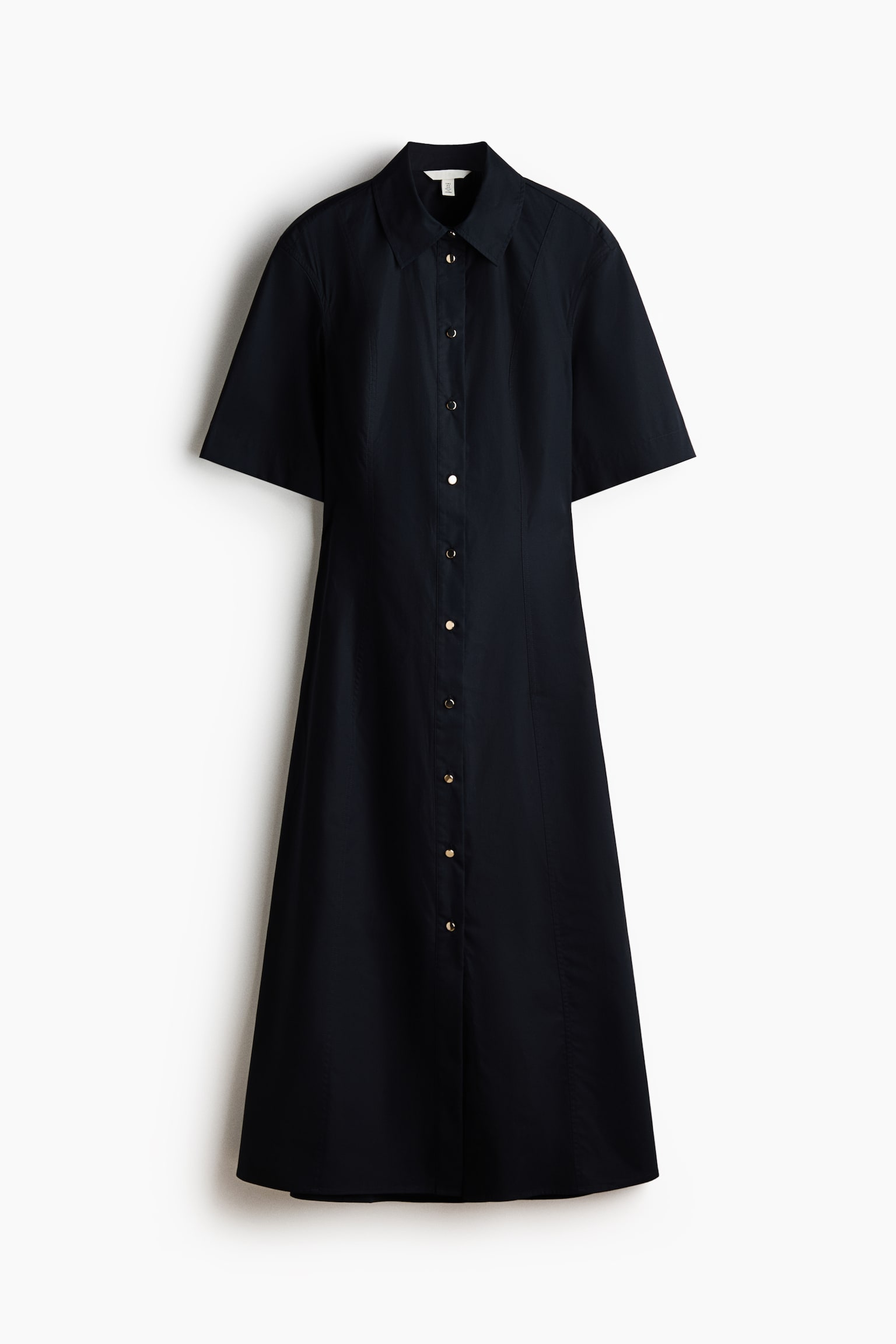 Rochie de poplin cu șnururi la spate - Bleumarin/Crem - 1