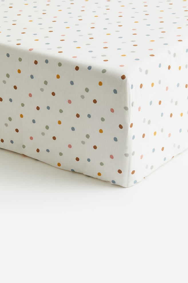 Patterned cotton fitted sheet - White/Spotted/White/Clouds/White/Rainbows/White/Clover/dc/dc/dc/dc/dc - 1