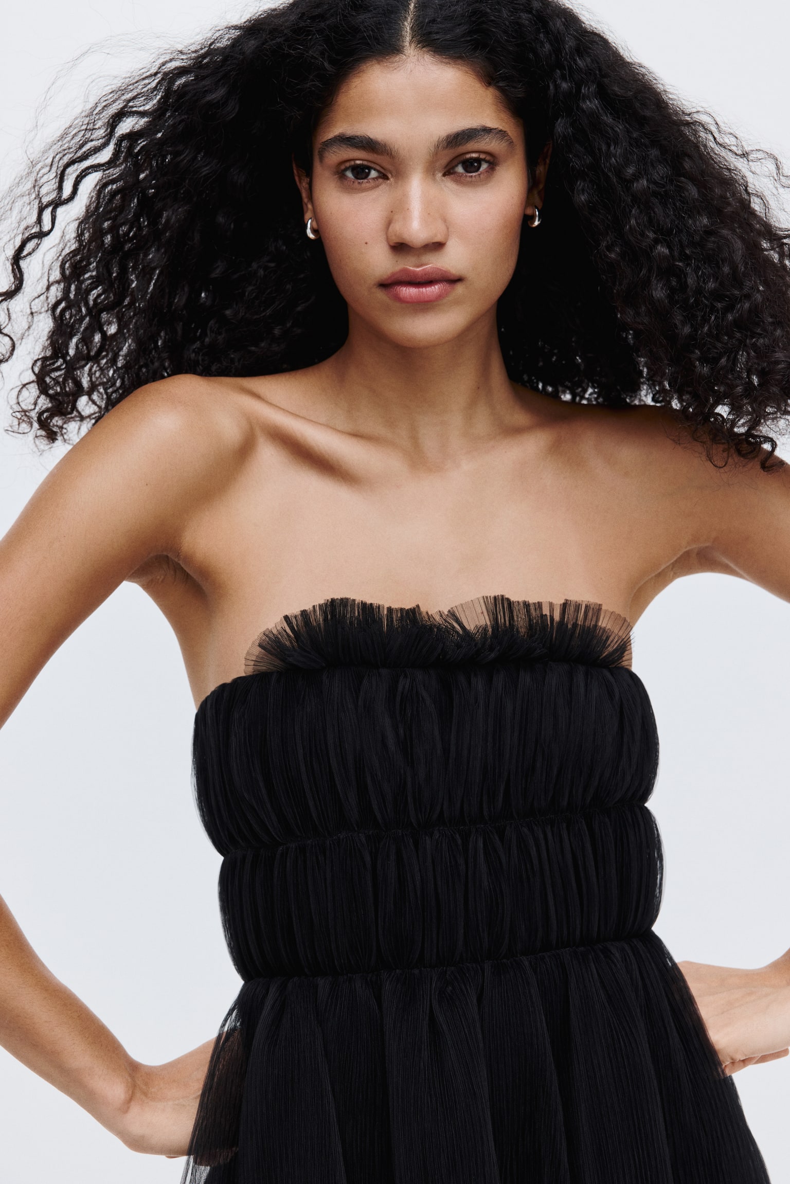 Tulle bandeau dress - Black - 4