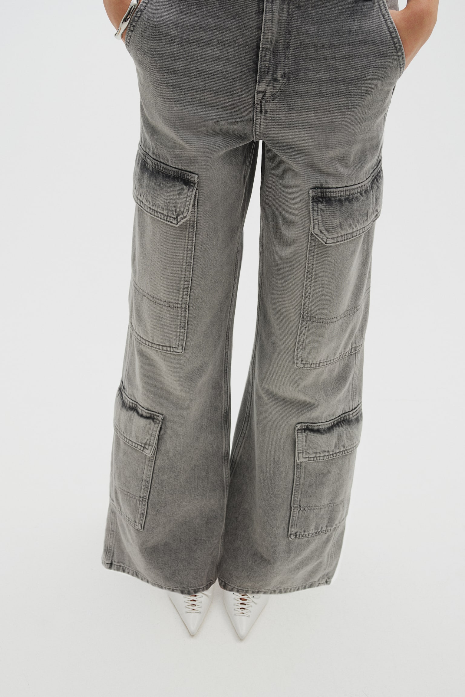 Denim cargo trousers - Grey/Black/Greige - 4