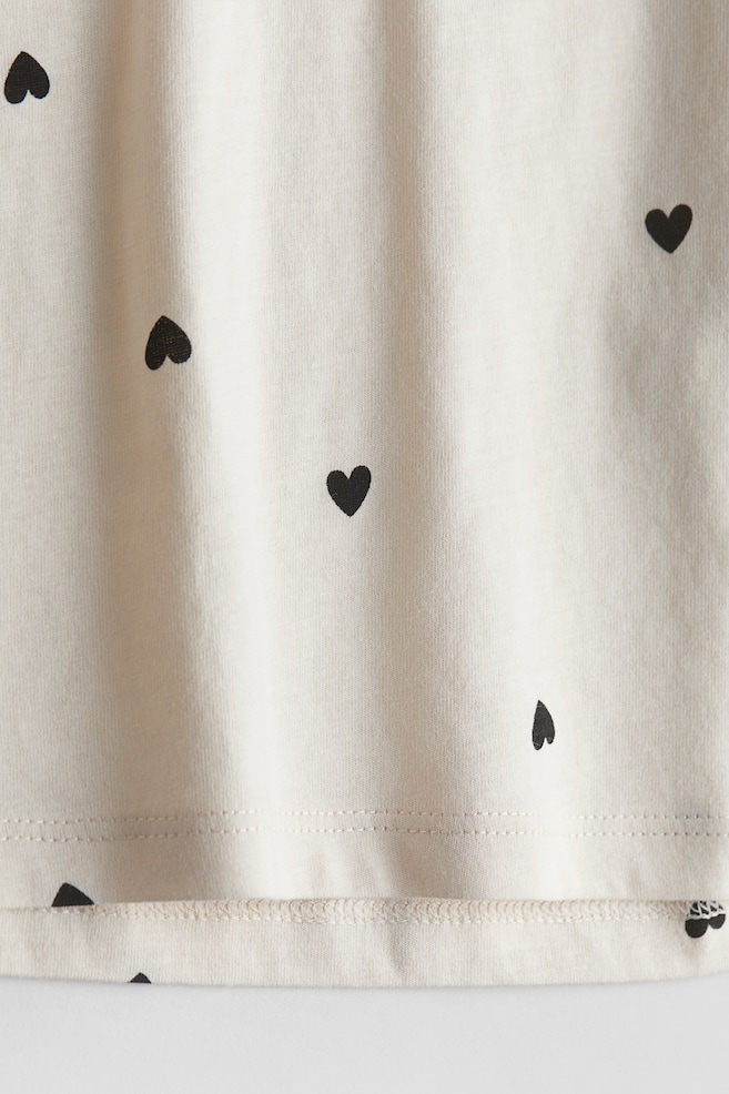 T-shirt in jersey di cotone fantasia - Bianco naturale/cuori/Viola chiaro/cuori - 2