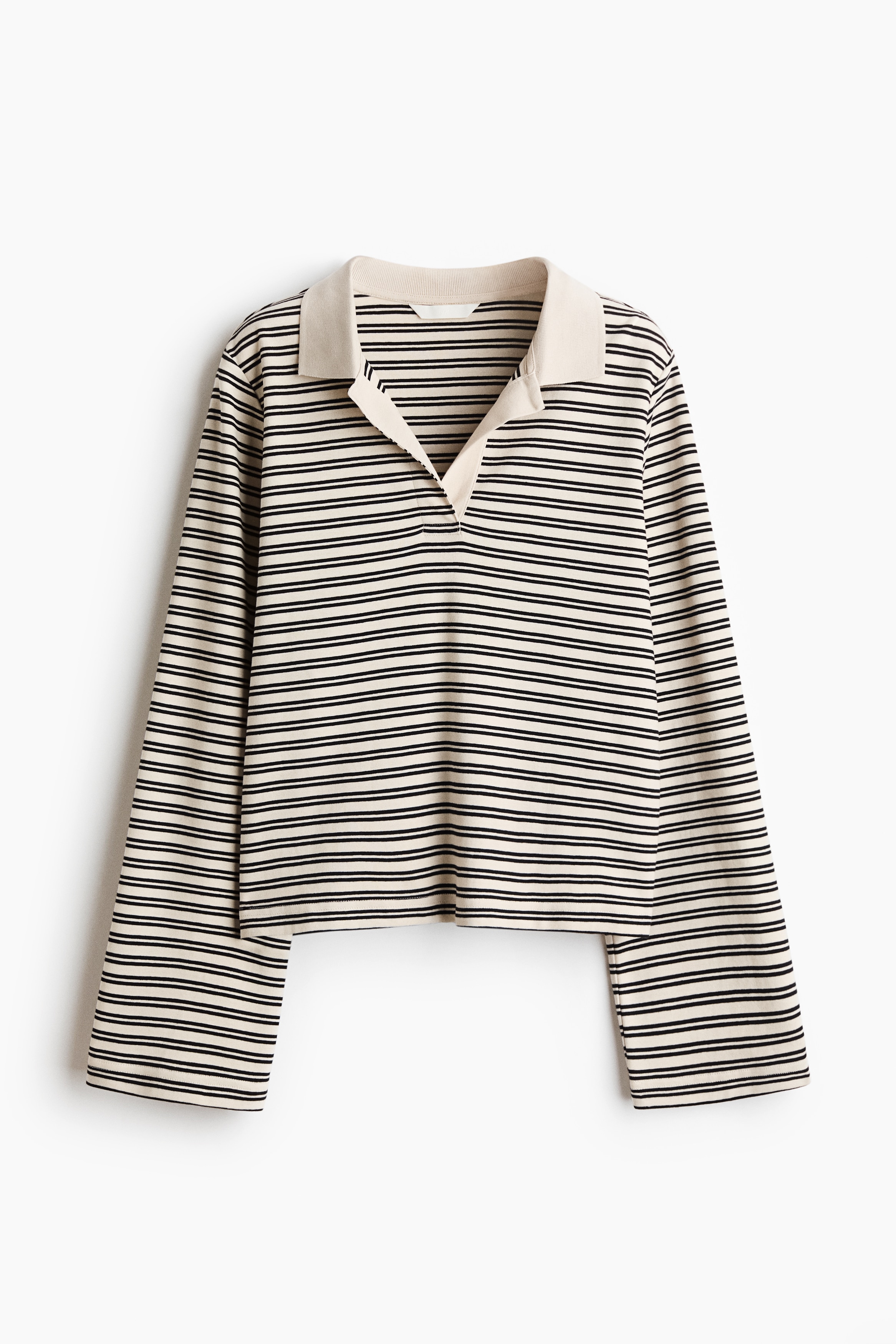 Katoenen polotop - Roomwit/zwart gestreept/Marineblauw/gestreept