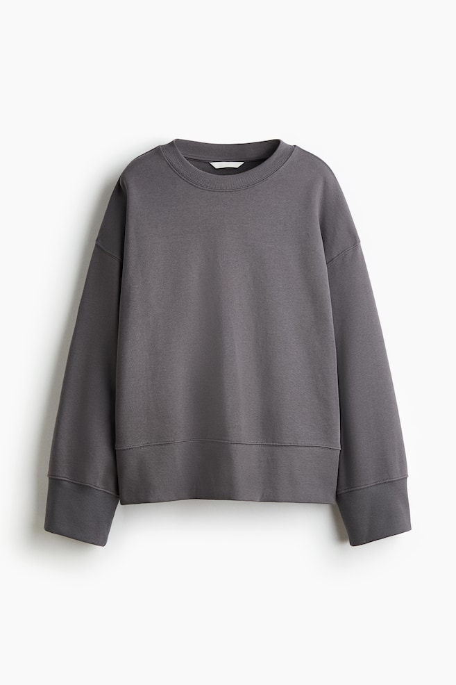 Oversized Sweatshirt aus Baumwolle - Dunkelgrau/Blau/Dunkelbraun/Hellbeige - 1