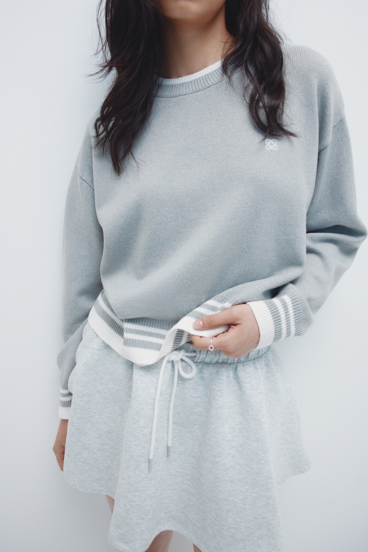 Layered-look jumper - 라이트 그레이/다크 그레이 - 4