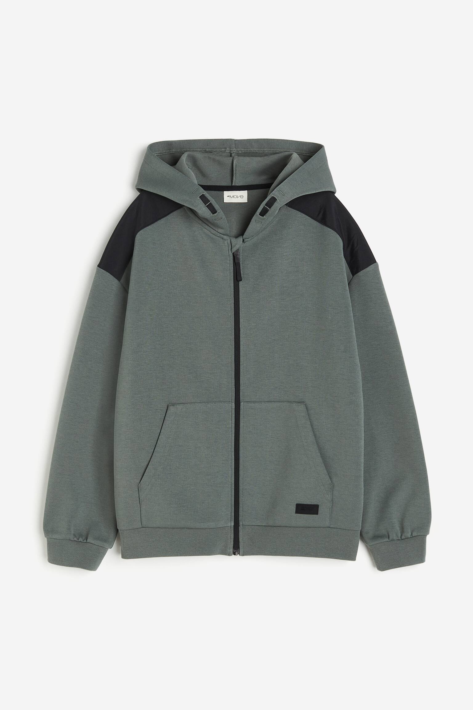 Sport-Hoodiejacke - Dunkles Khakigrün/Schwarz - 1