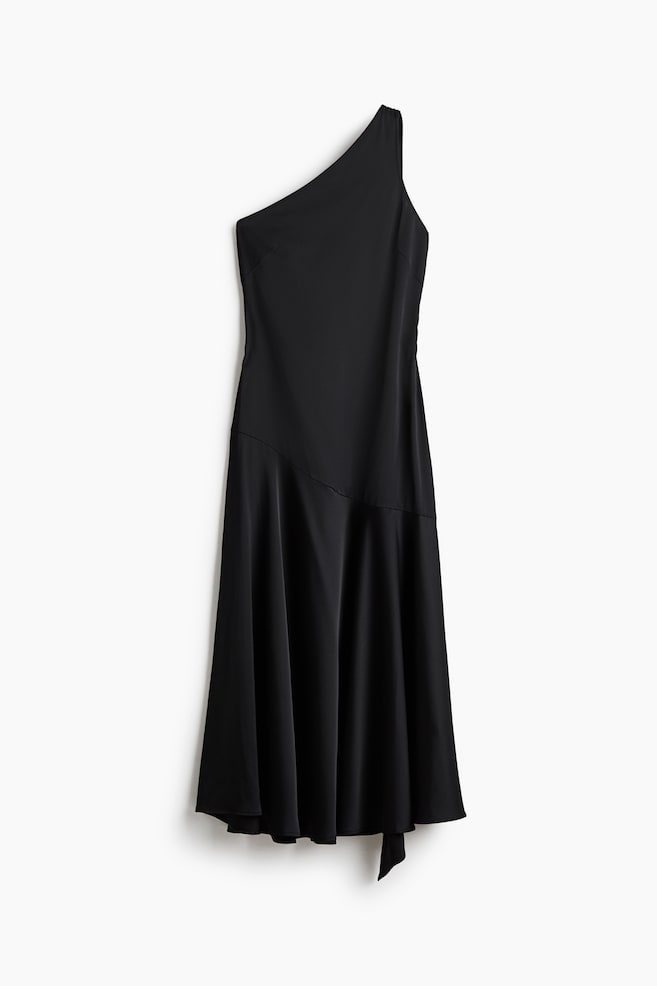 Robe à écharpe en satin - Noir/Noir/pois - 1