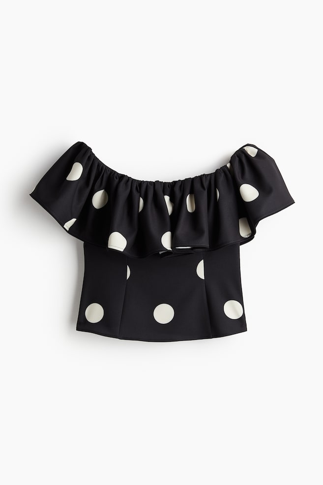 Off-Shoulder-Shirt - Schwarz/Gepunktet - 1