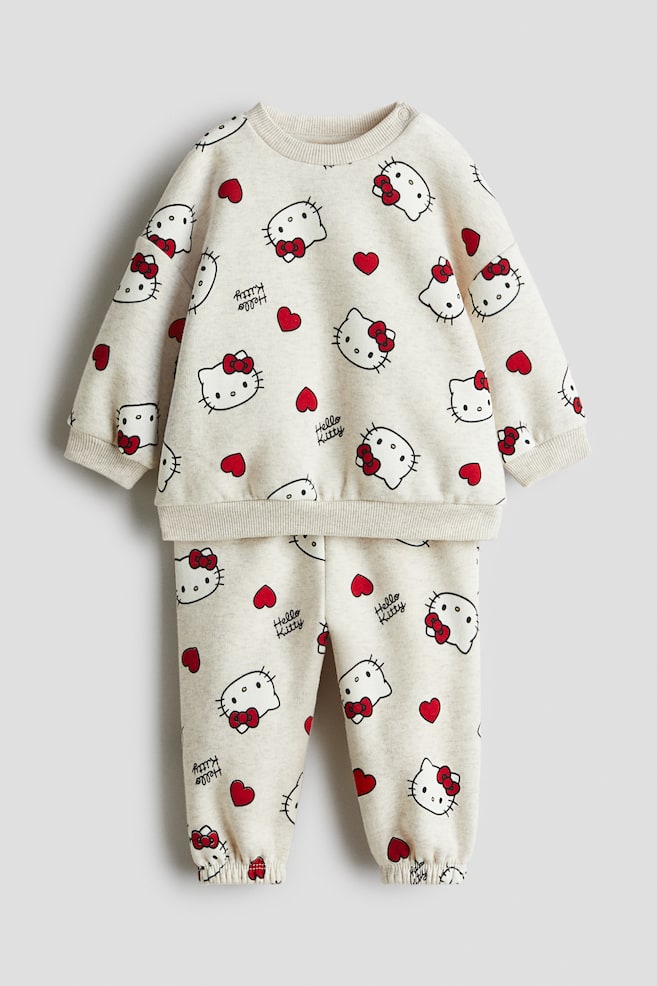 2-piece printed sweatshirt set - Light beige/Hello Kitty/Light beige/101 Dalmatians - 1