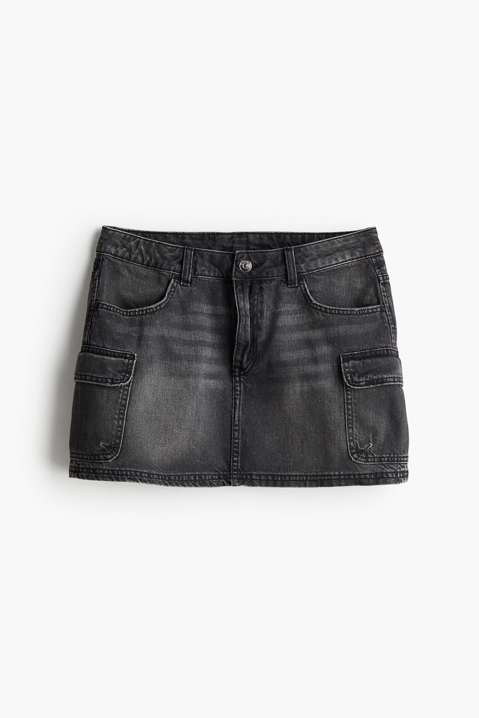 Denim cargo mini skirt - Dark denim grey/Denim blue - 2