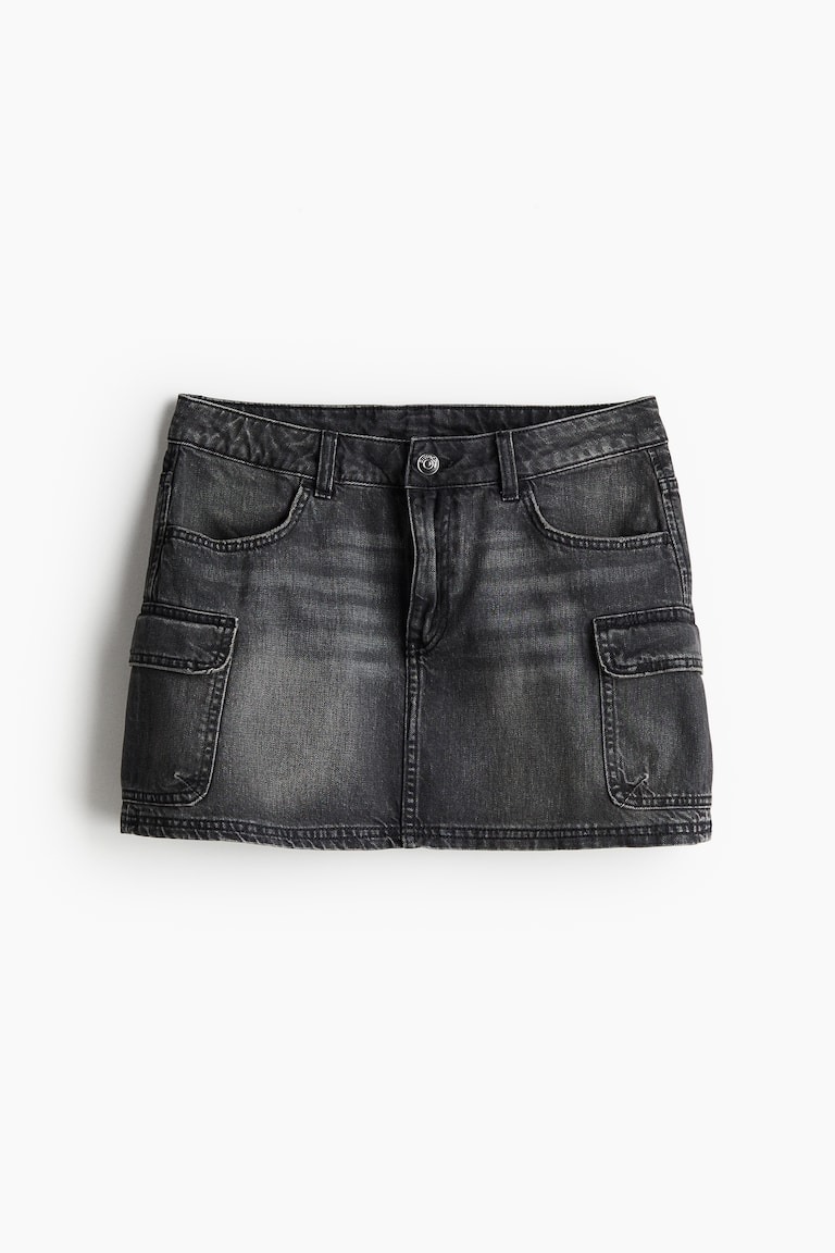 Denim cargo mini skirt Dark denim grey Ladies H&M