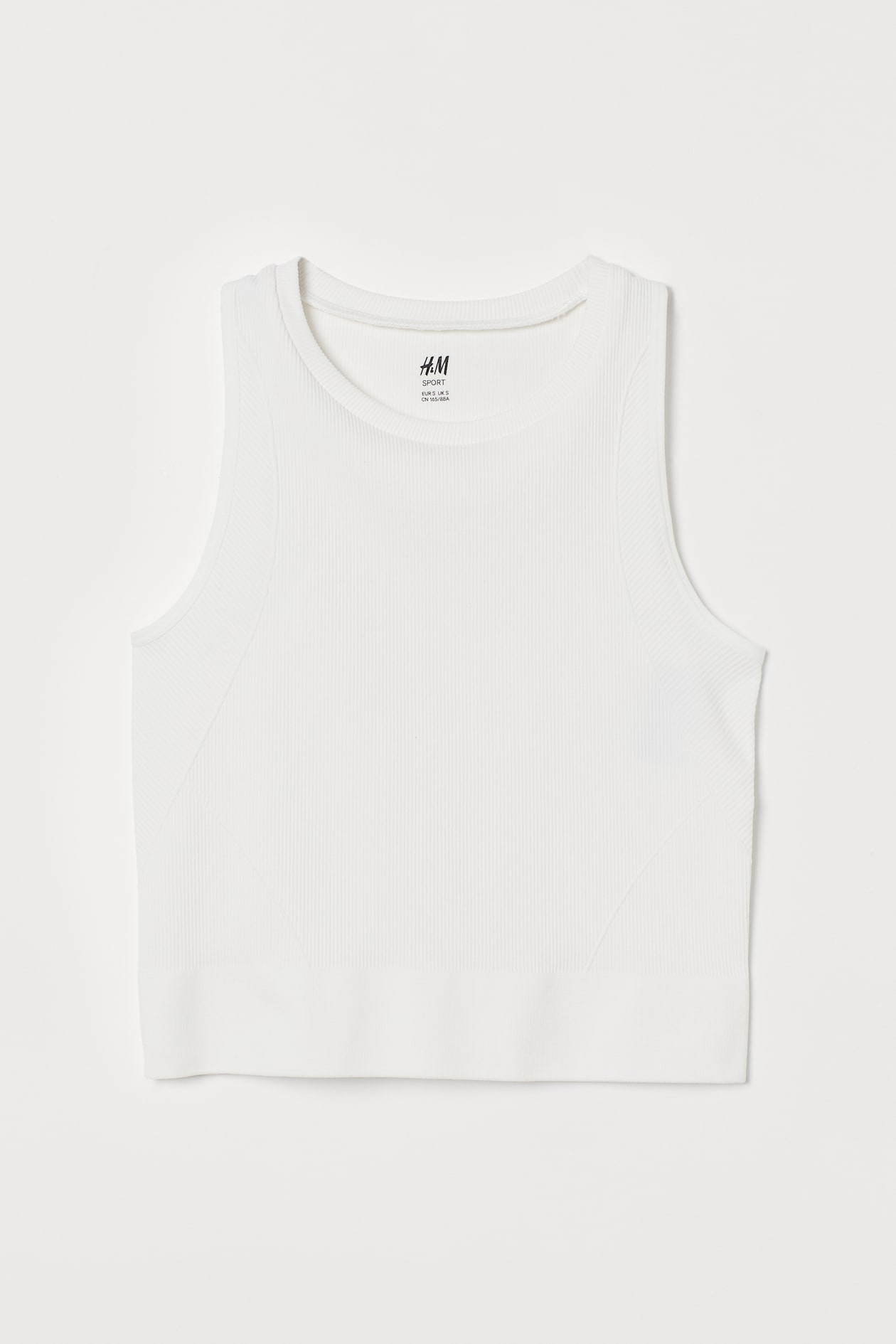 Seamless Sports Top - Round Neck - Sleeveless - White - Ladies | H&M US