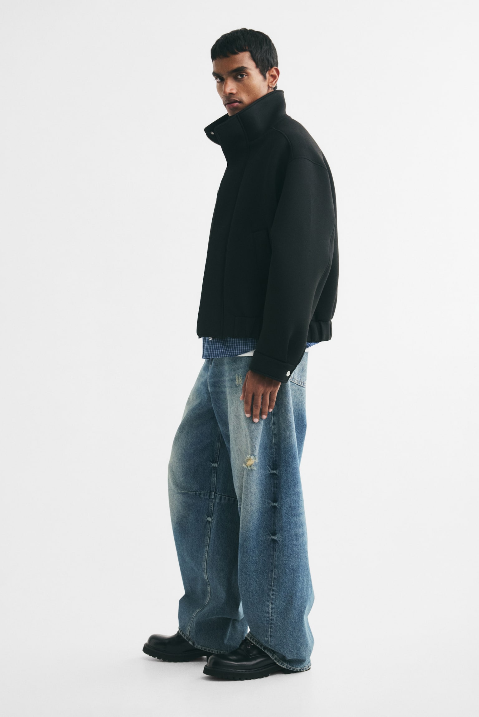 Мужские джинсы H&M Baggy Barrel-Leg, цвет: Тёмный джинсовый синий — фото 5