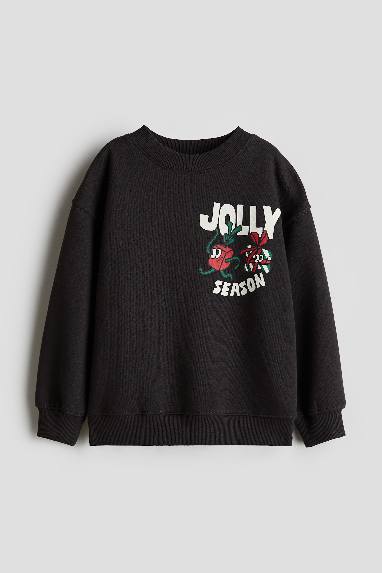 Sweatshirt med tryck - Svart/Jolly season/Ljusbeige/Polkagriskäppar/Röd/Fun season - 1