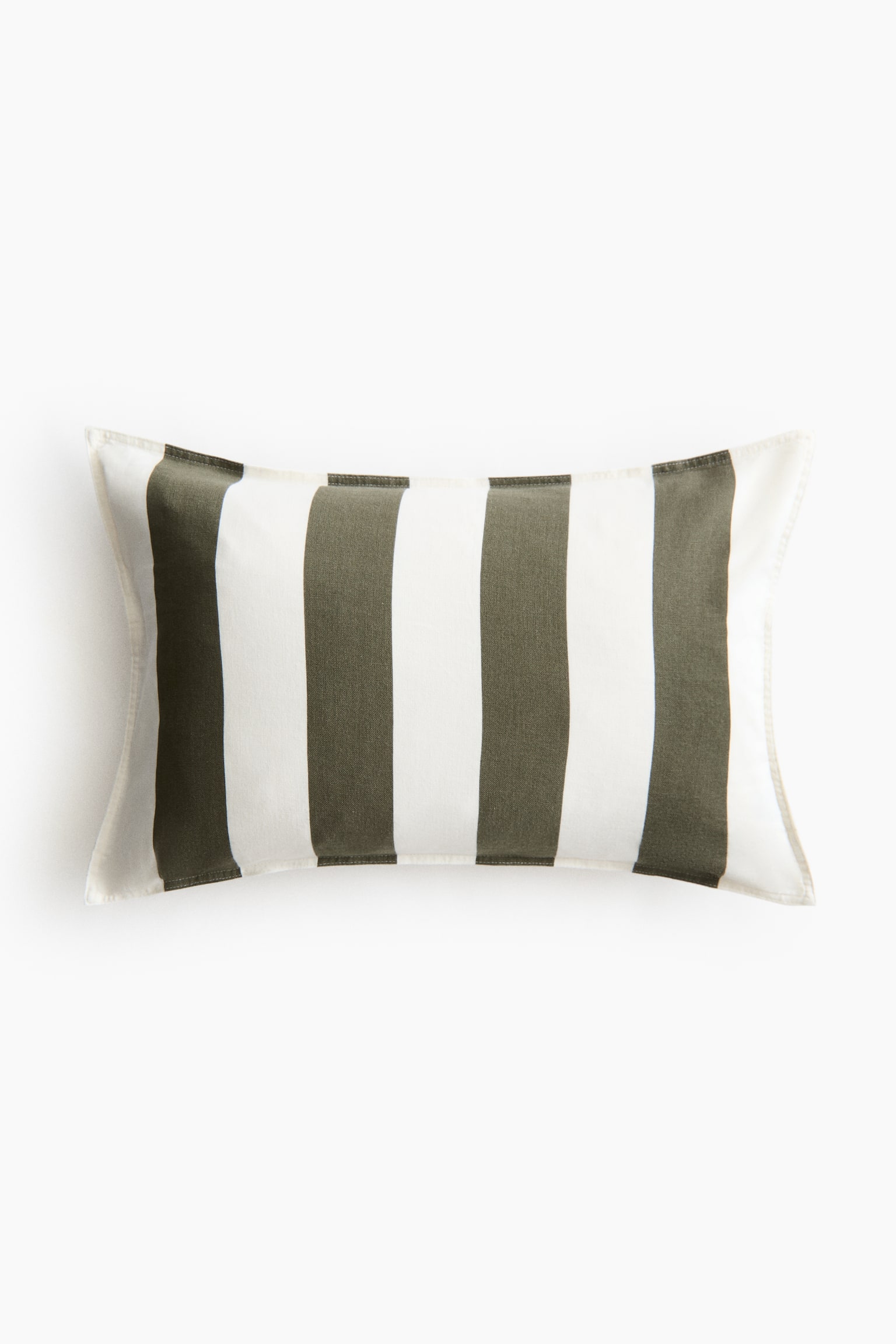 Linen-blend cushion cover - Dark olive green/White striped/Beige/White striped/Light dusty blue/Striped/Light yellow/Striped/Brown/White striped/Light dusty pink/Striped - 1