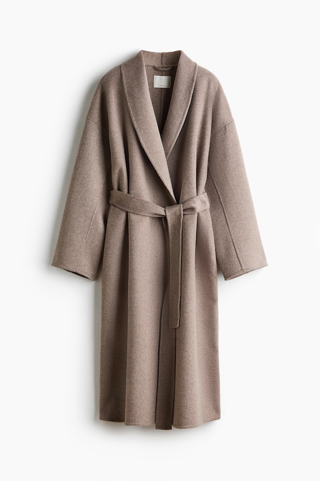 Oversized handmade wool-blend coat - Mole/Dark brown - 1