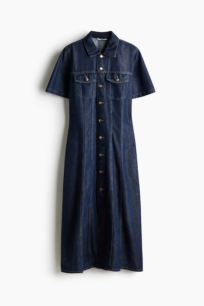 Denim shirt dress - Dark denim blue - 1