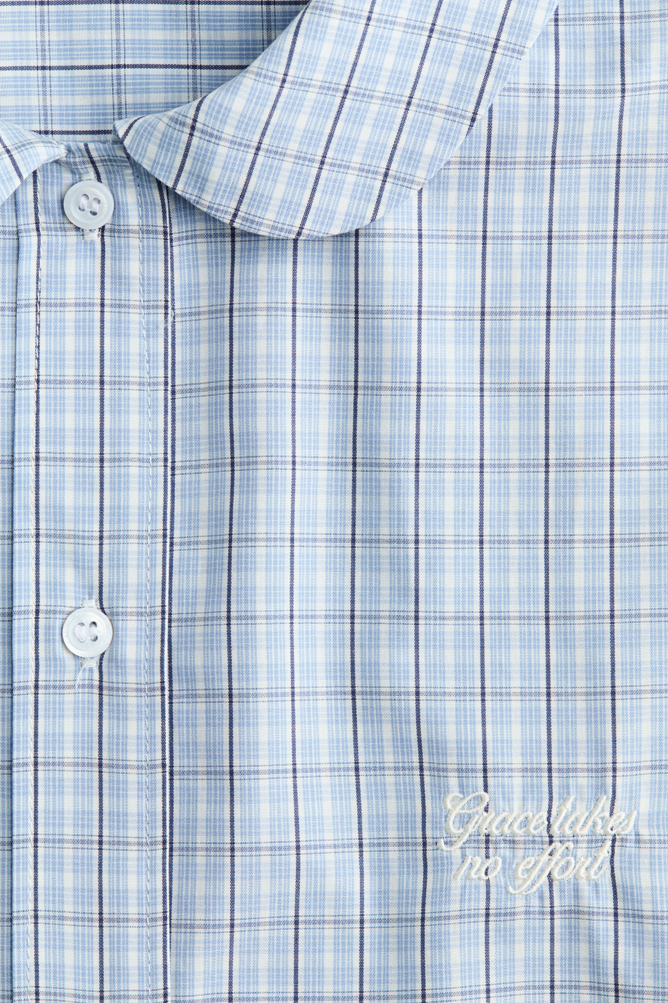拡大画像を表示: コットンポプリンシャツ - Light blue/Checked - レディース | H&M JP 2