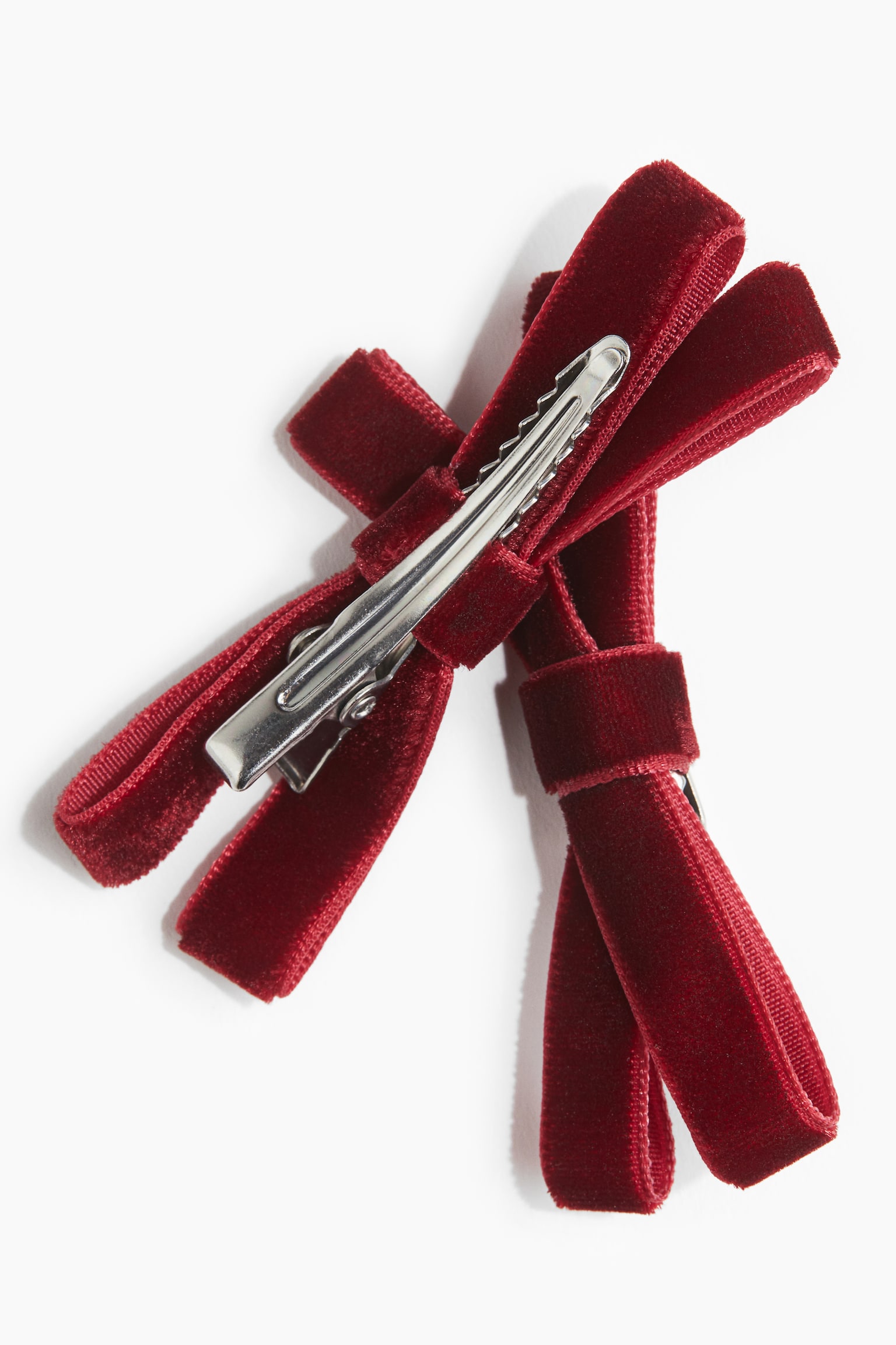 2-pack velvet bow hair clips - Burgundy - 2