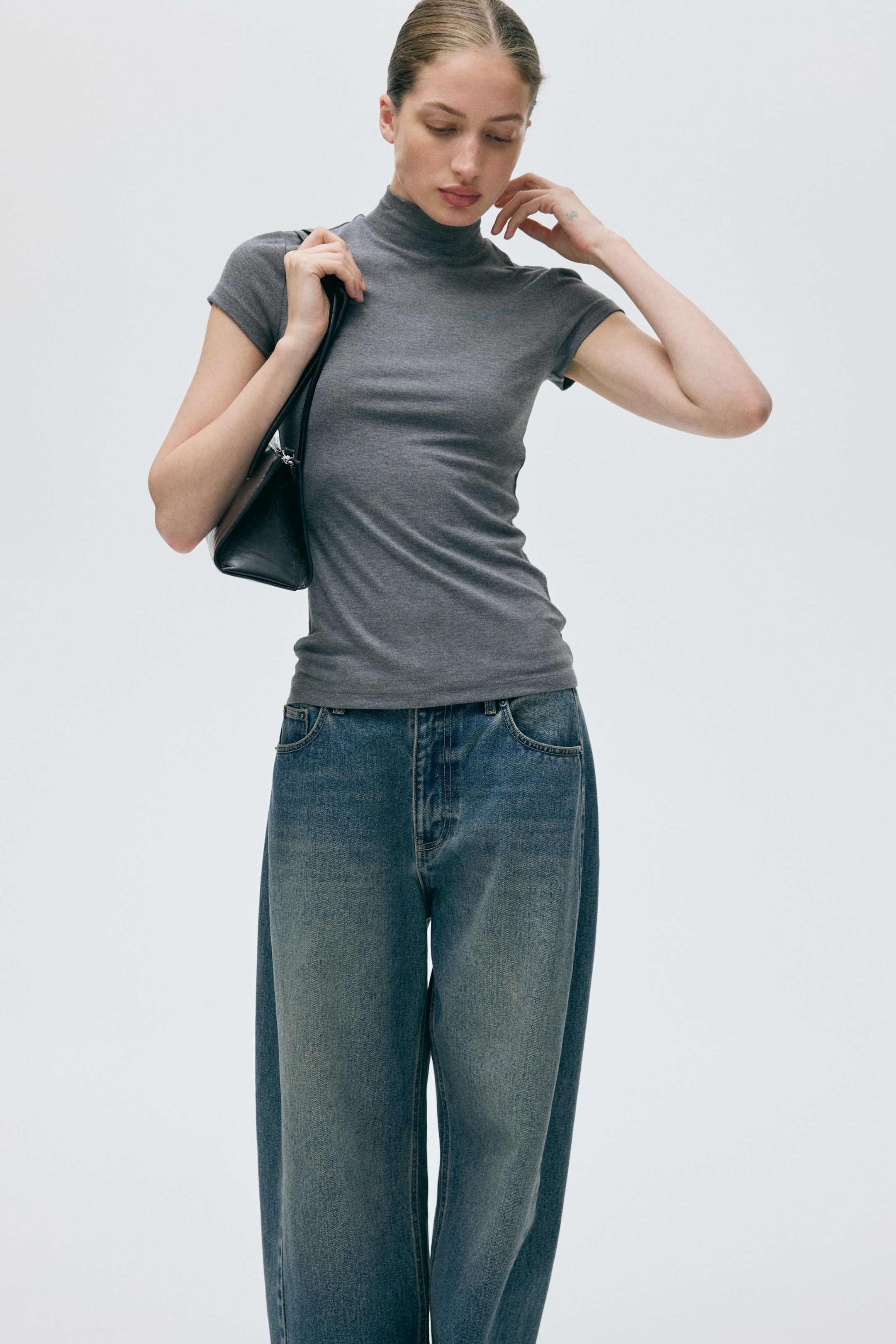 Haut à col cheminée en viscose
