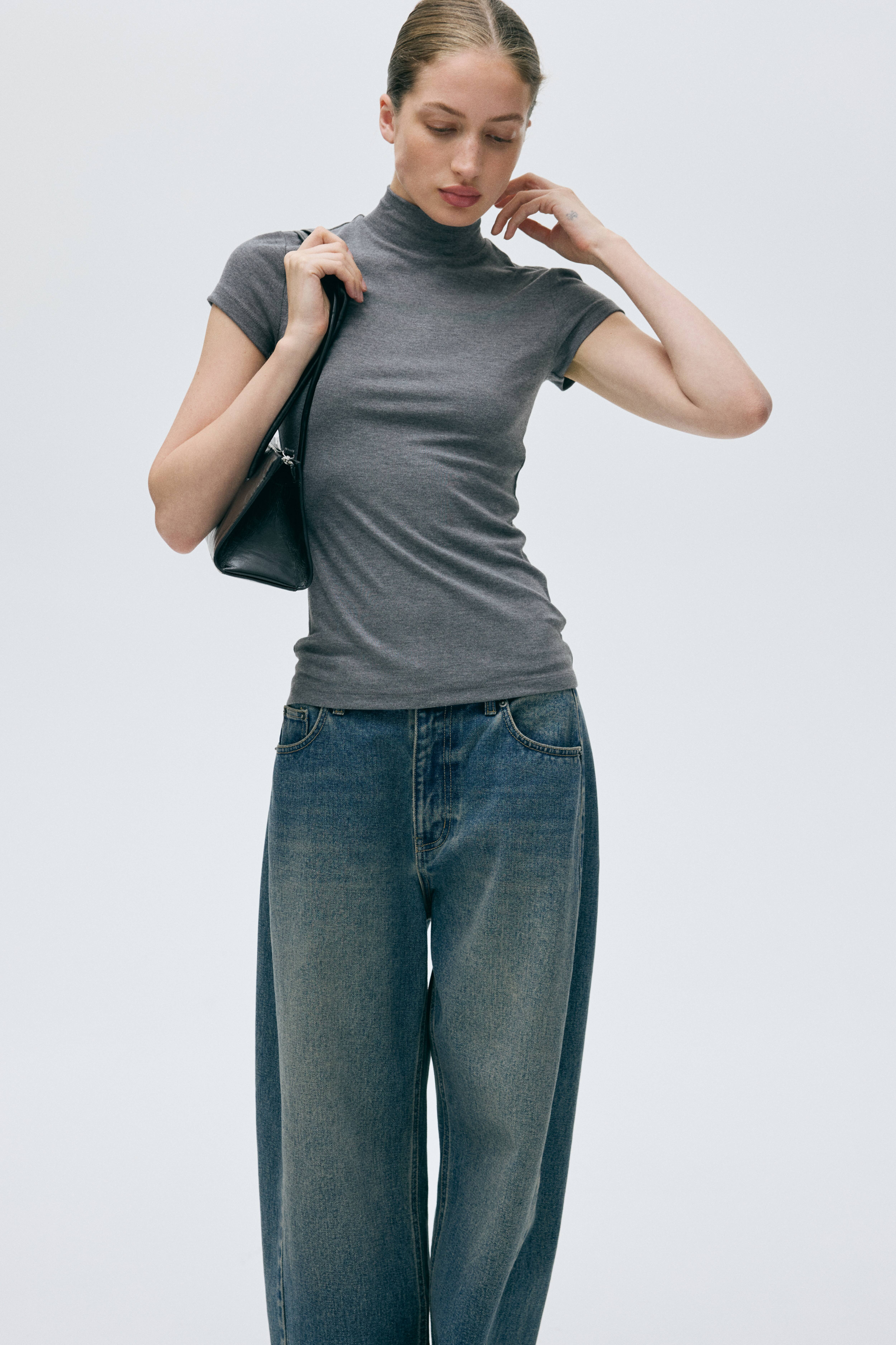 Haut à col cheminée en viscose