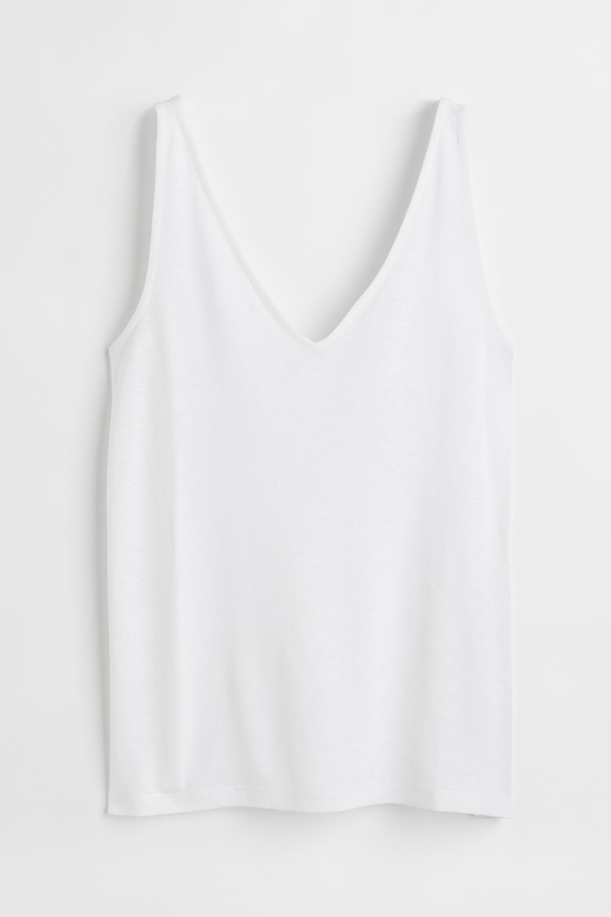 Linen-blend vest top - V-neck - Sleeveless - White - Ladies | H&M GB