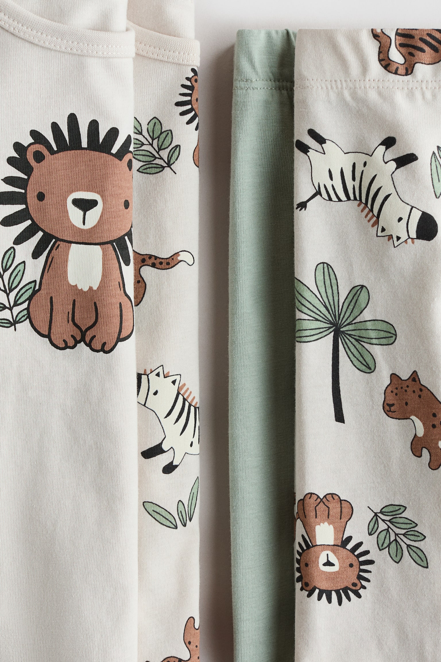 Набір із 2 піжам із бавовни з принтом - Світло-бежевий/тварини/Блакитний/космос/Білий/динозаври/Білий/коали/Світло-рожевий/зайчики - 2