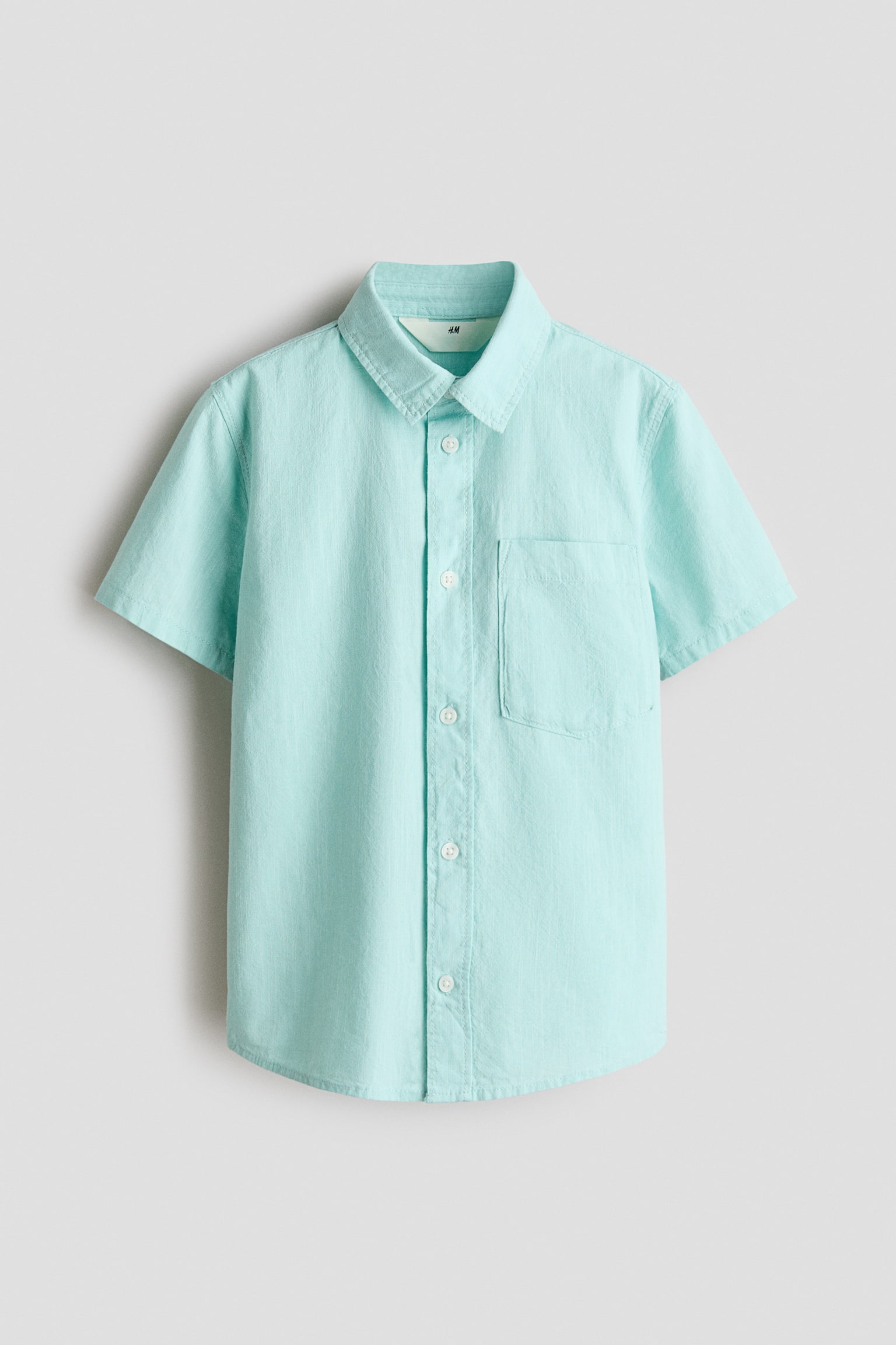 Short-sleeved cotton shirt - Light turquoise/Pink/Blue/White striped/Light pink