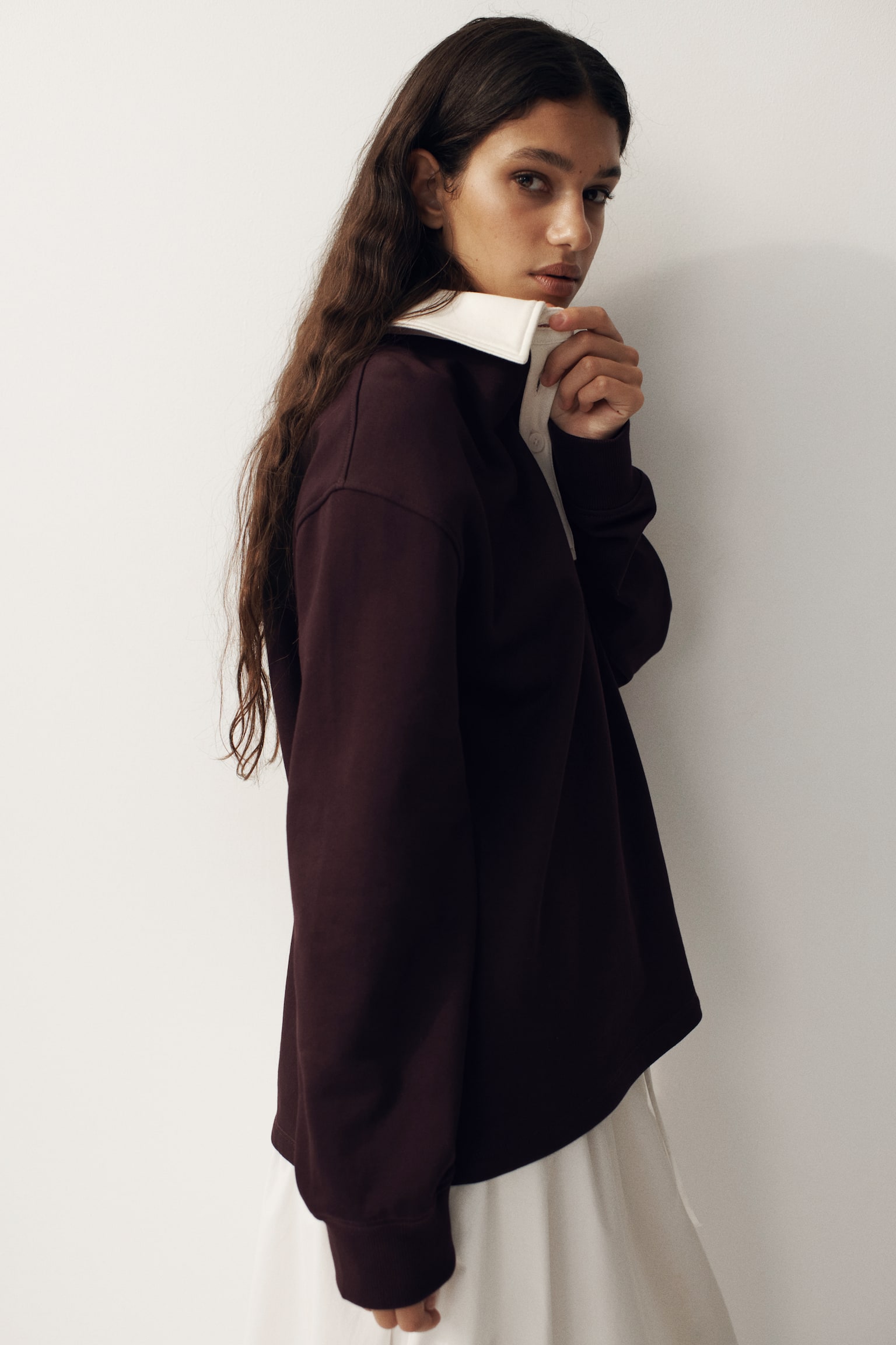 Oversized rugby shirt - Plum purple/Dark green/Striped - 3