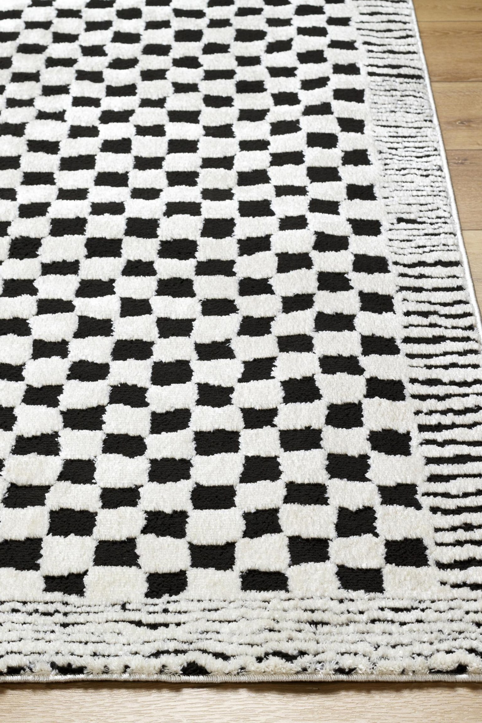 Ekta Skandi Checkered Area Rug - Ivory, Black - 3