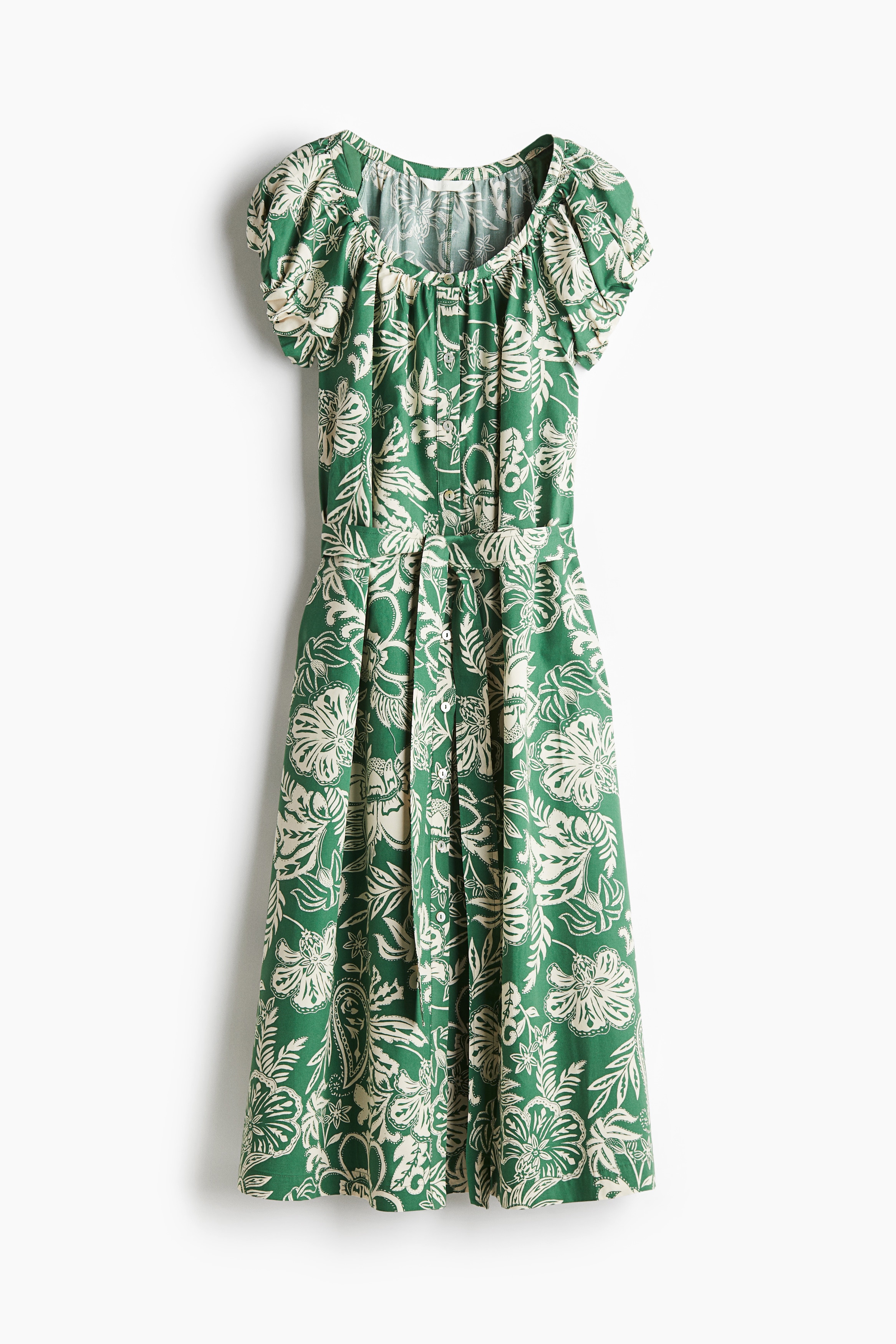 Tie-belt dress - Green/Patterned - Ladies | H\u0026M IN