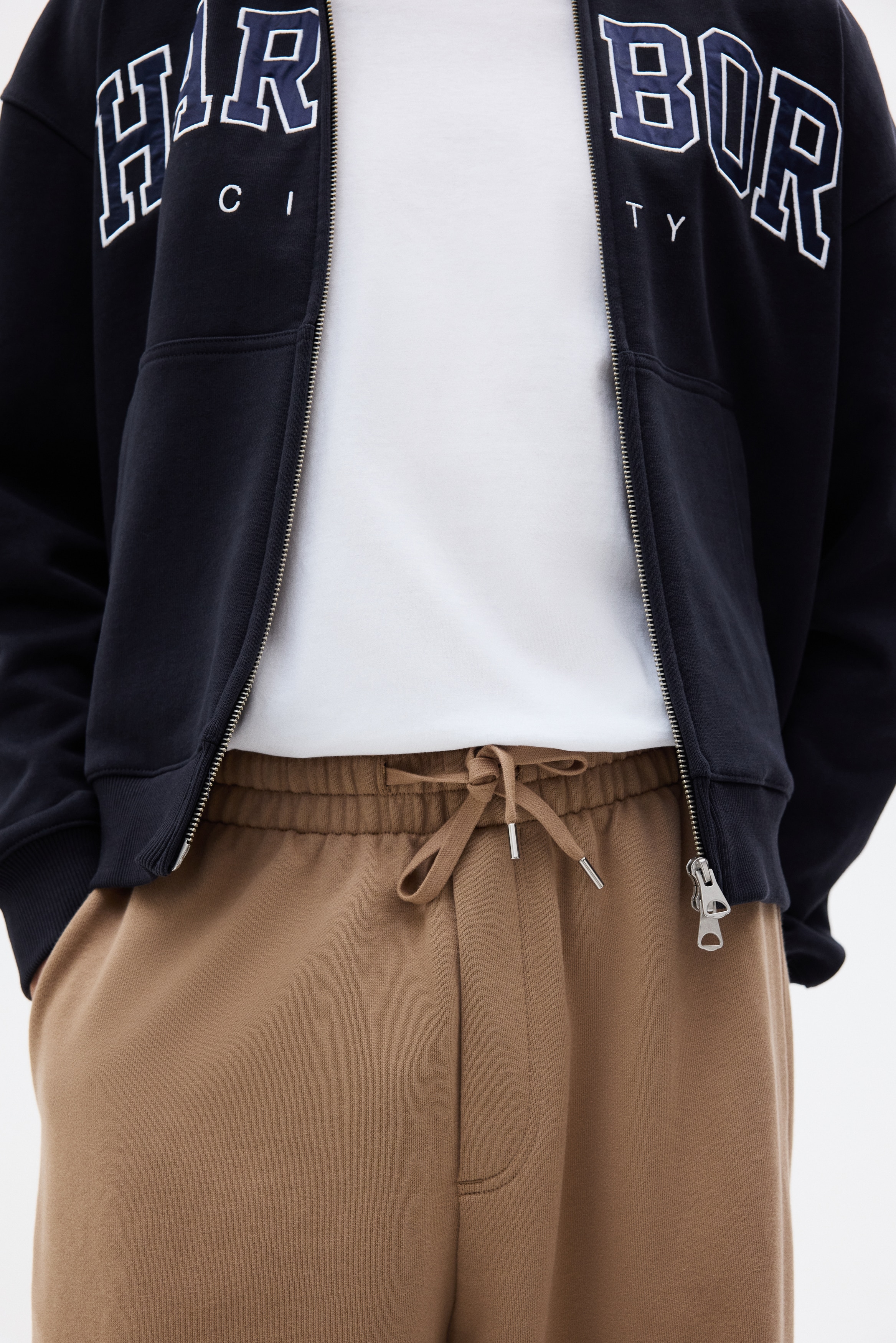 Wide-leg cotton joggers