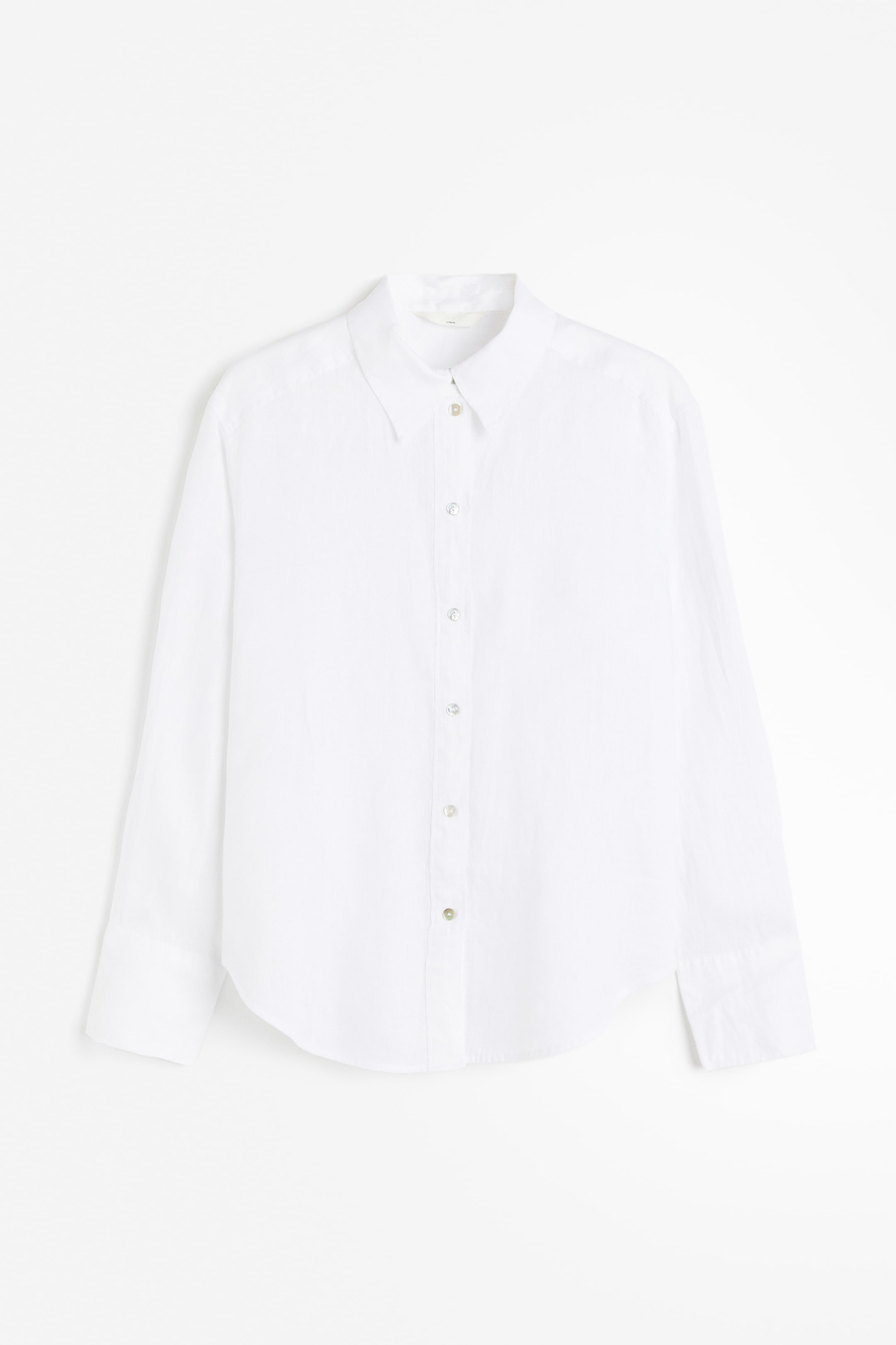 Linen Shirt - Long sleeve - Long - White - Ladies | H&M US