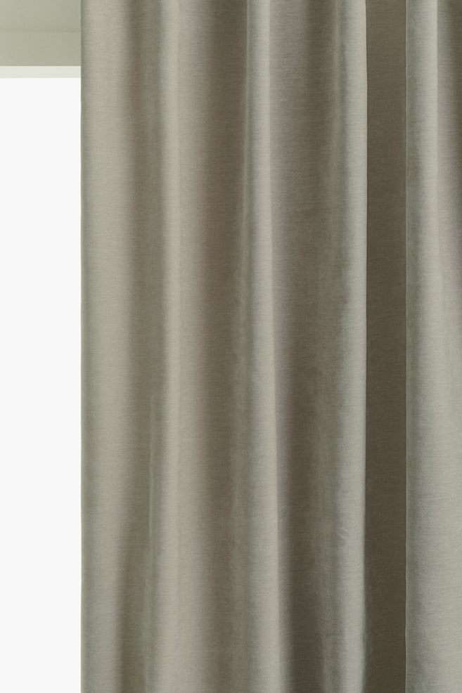 Lot de 1 rideau long et large en fil chenille - Vert kaki/Beige clair/Grège - 1
