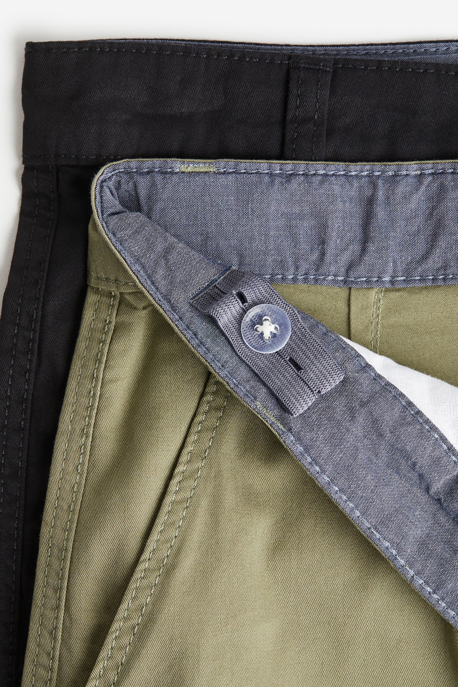 2-pack Chino Shorts - Black/Khaki green - 3