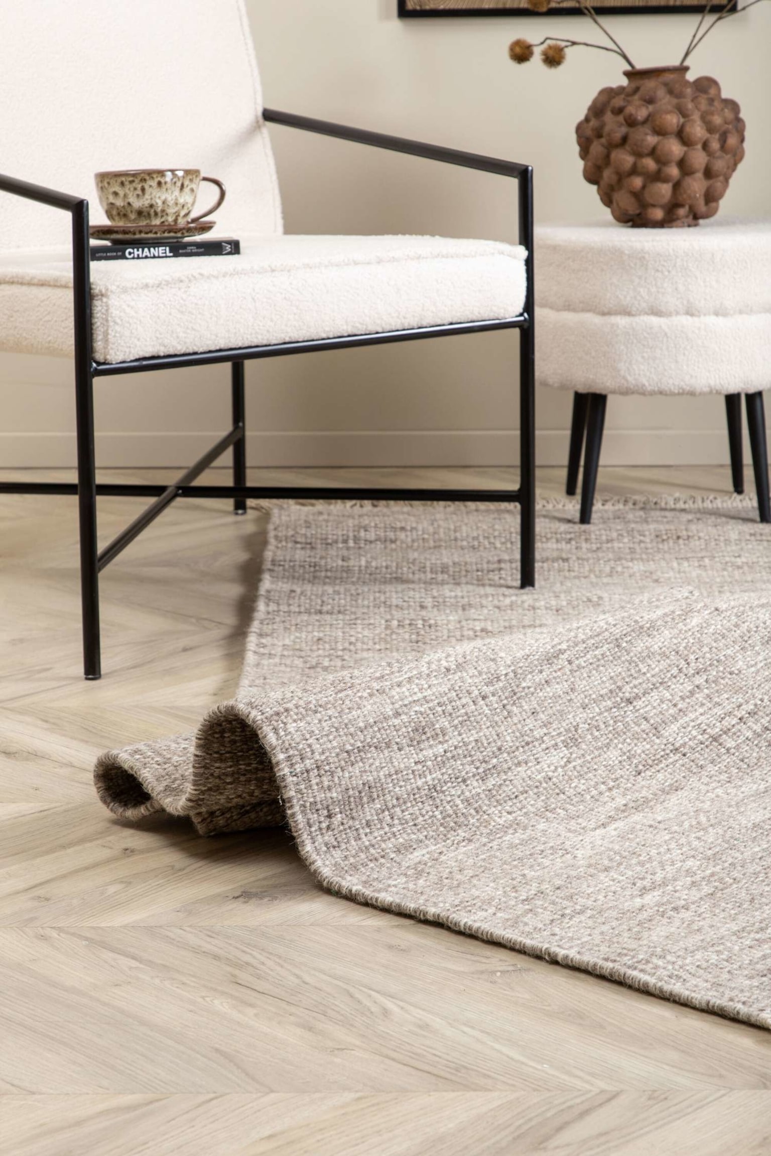 Cyrus Tapis - Laine, Beige/Laine, Gris - 5