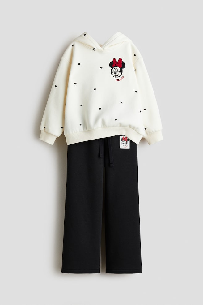2-Piece Printed Sweatshirt and Joggers Set - White/Minnie Mouse/Light pink/Lilo & Stitch - 1