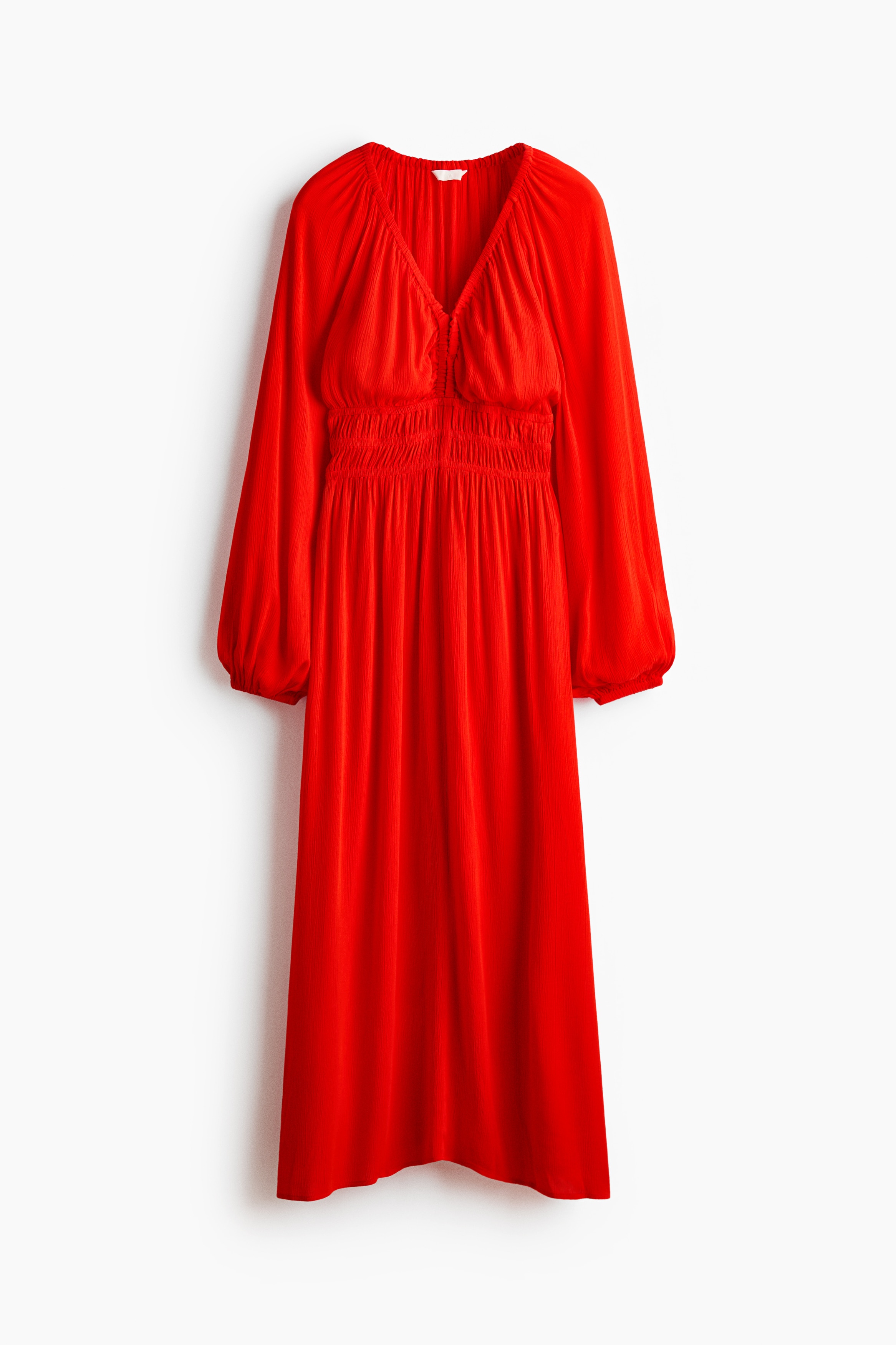 Crinkled viscose dress - Bright orange/Blue