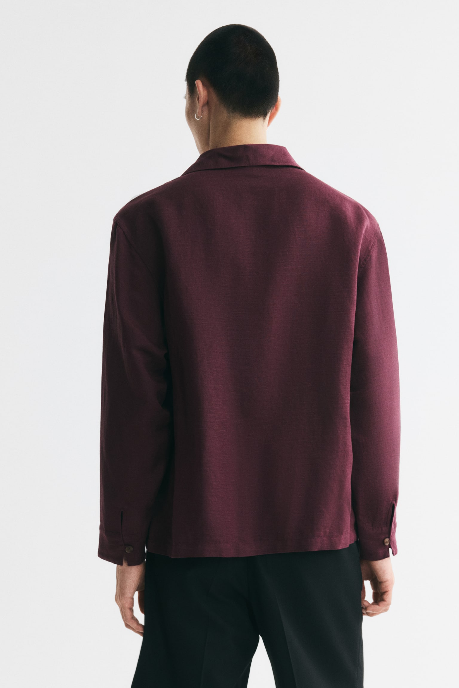 Мужская рубашка H&M Relaxed Fit Popover, цвет: Бордовый — фото 5