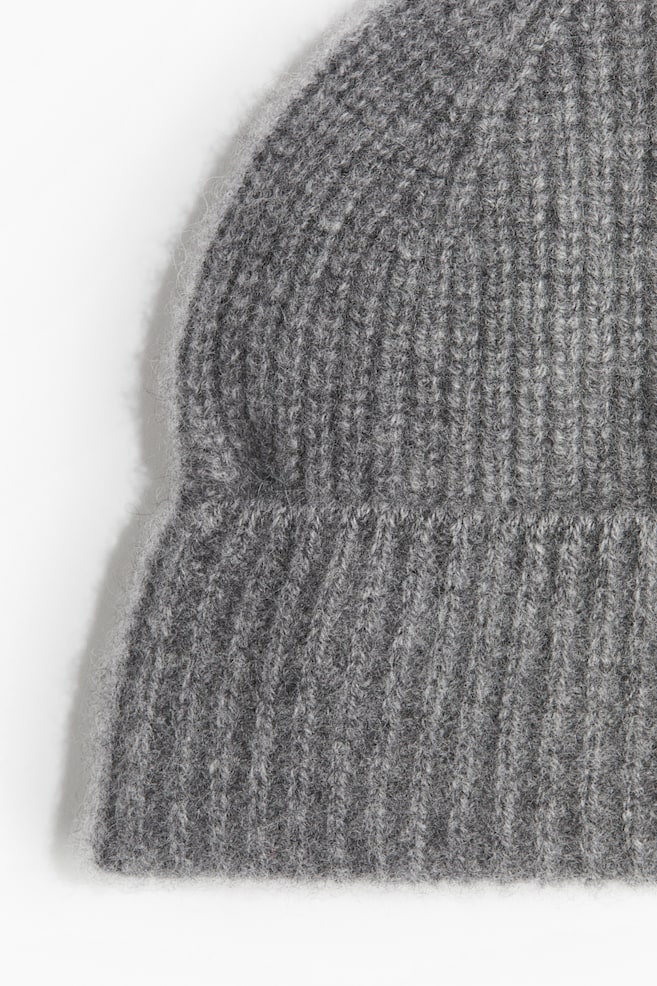 Rib-knit cashmere hat-Grey - 2