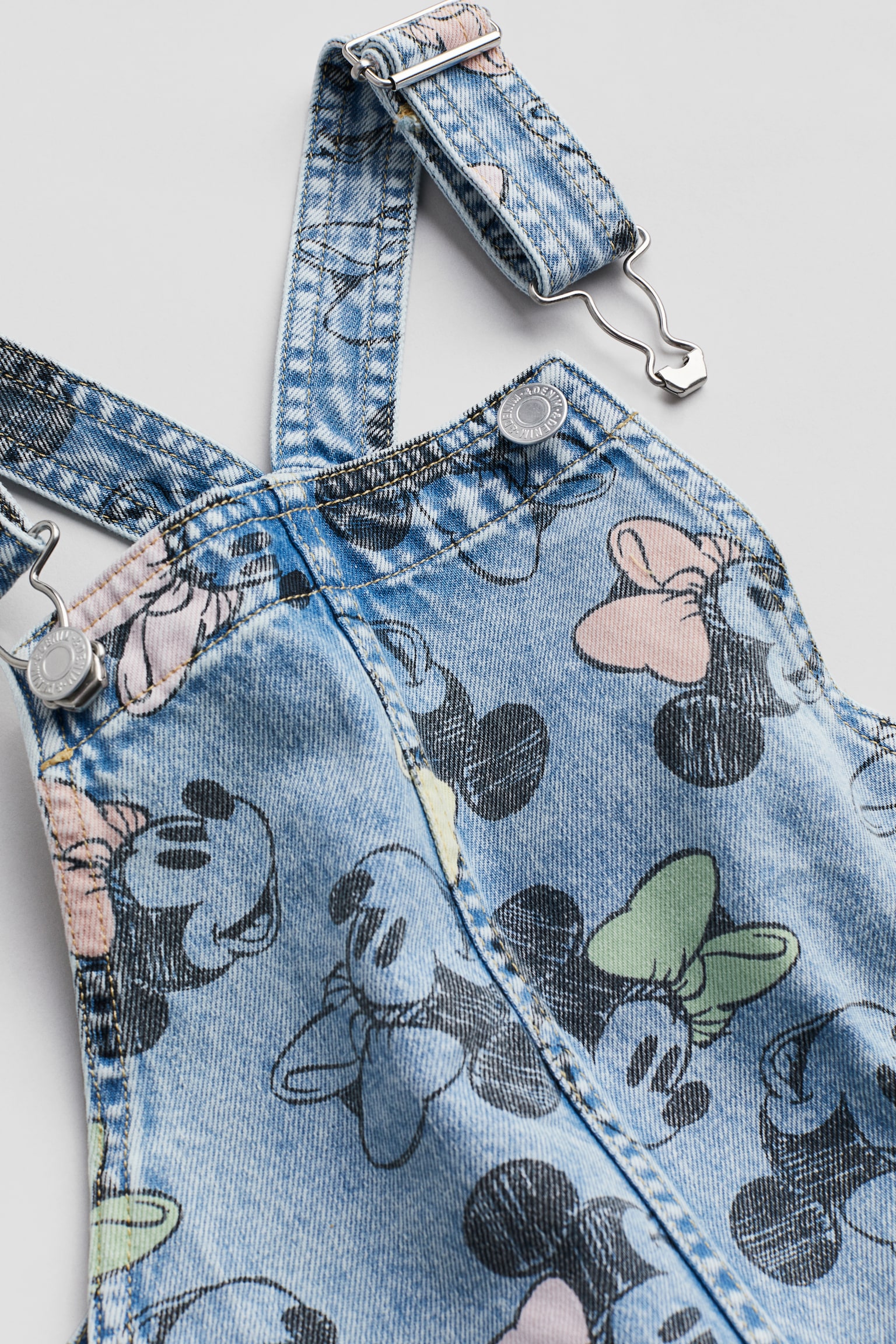 Print Denim Dungaree Shorts - Light denim blue/Minnie Mouse - 2