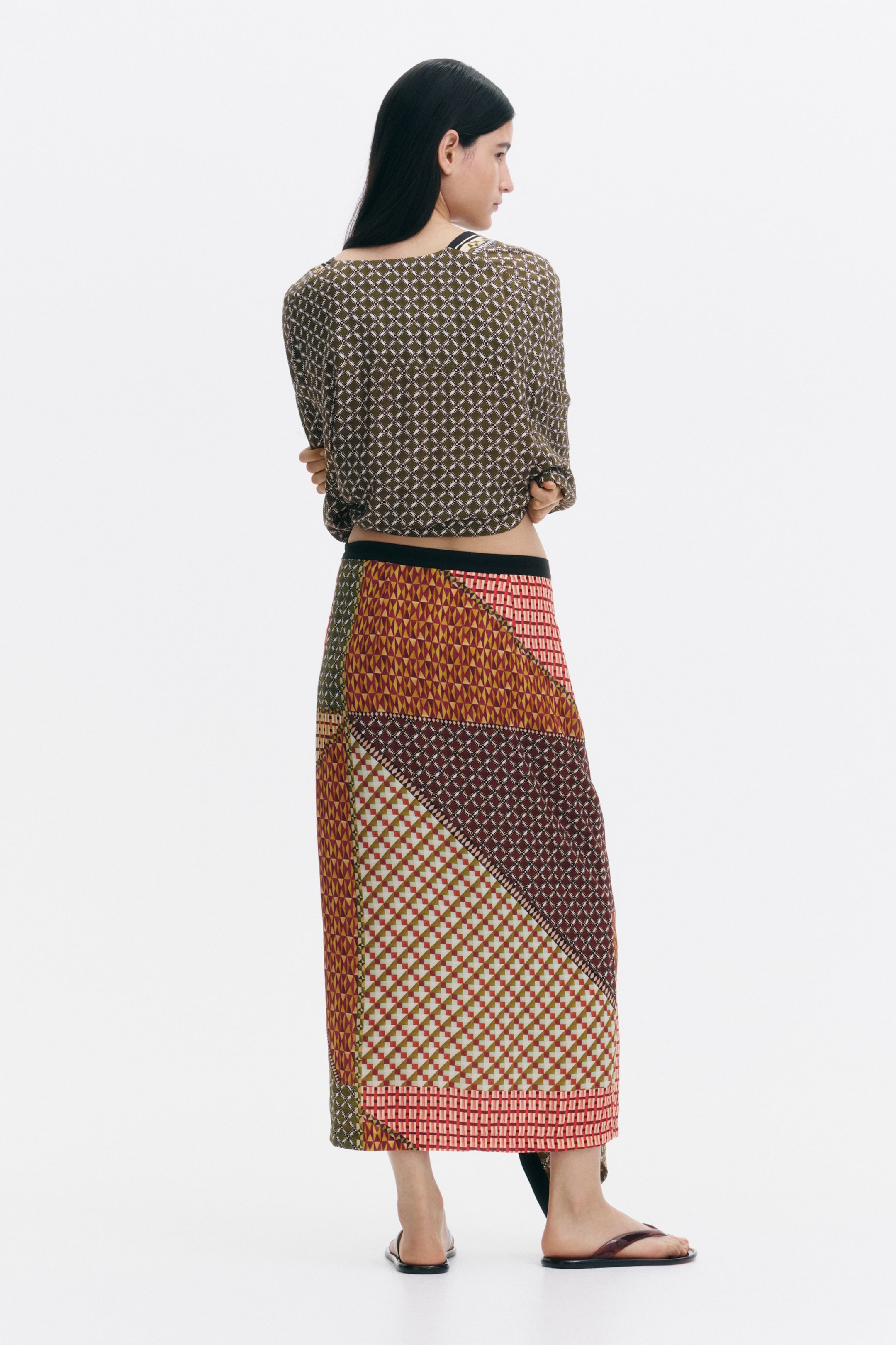 Draped-Panel Wrap Skirt