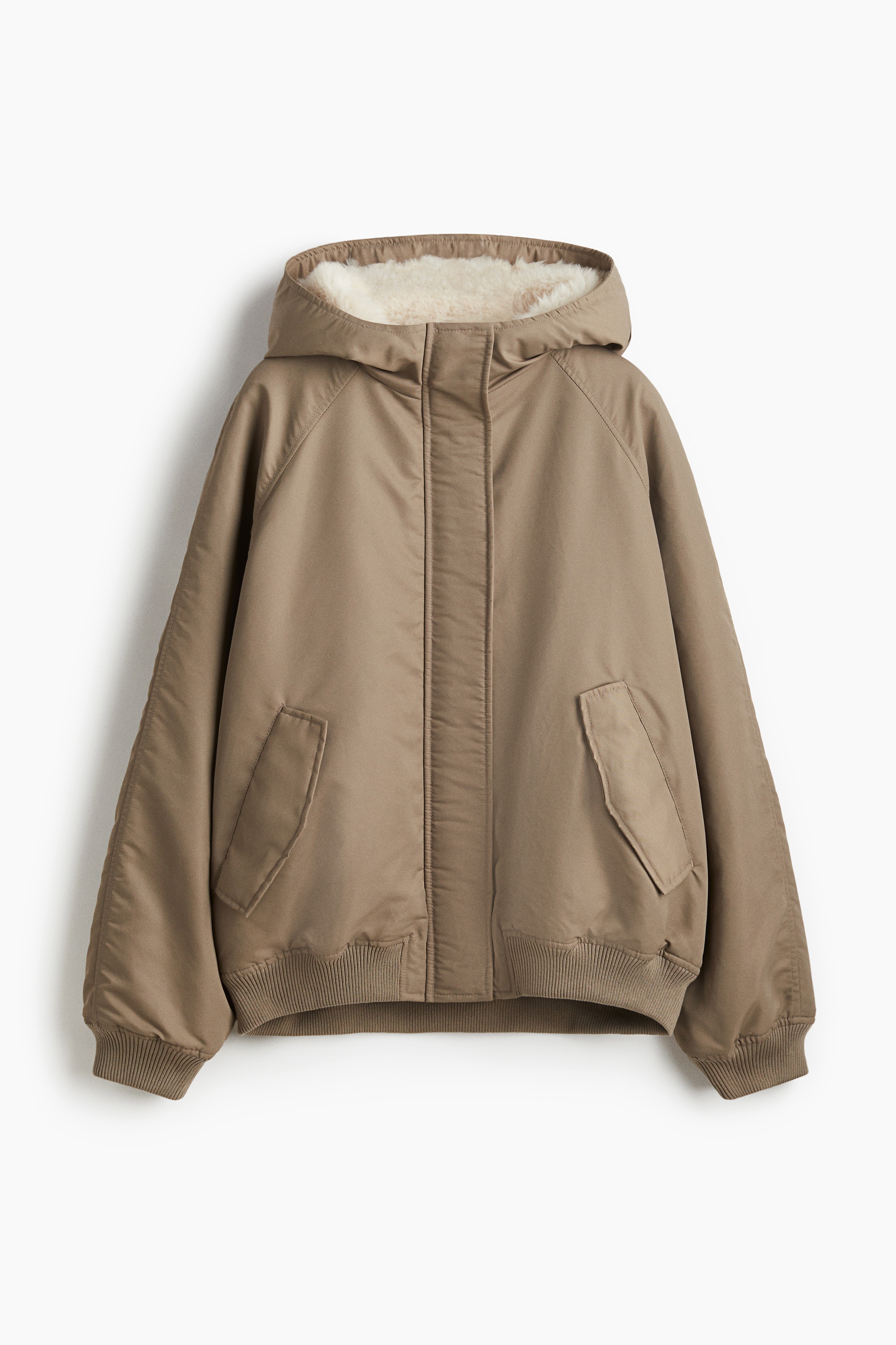 Oversized bomber jacket - Beige/Dark grey
