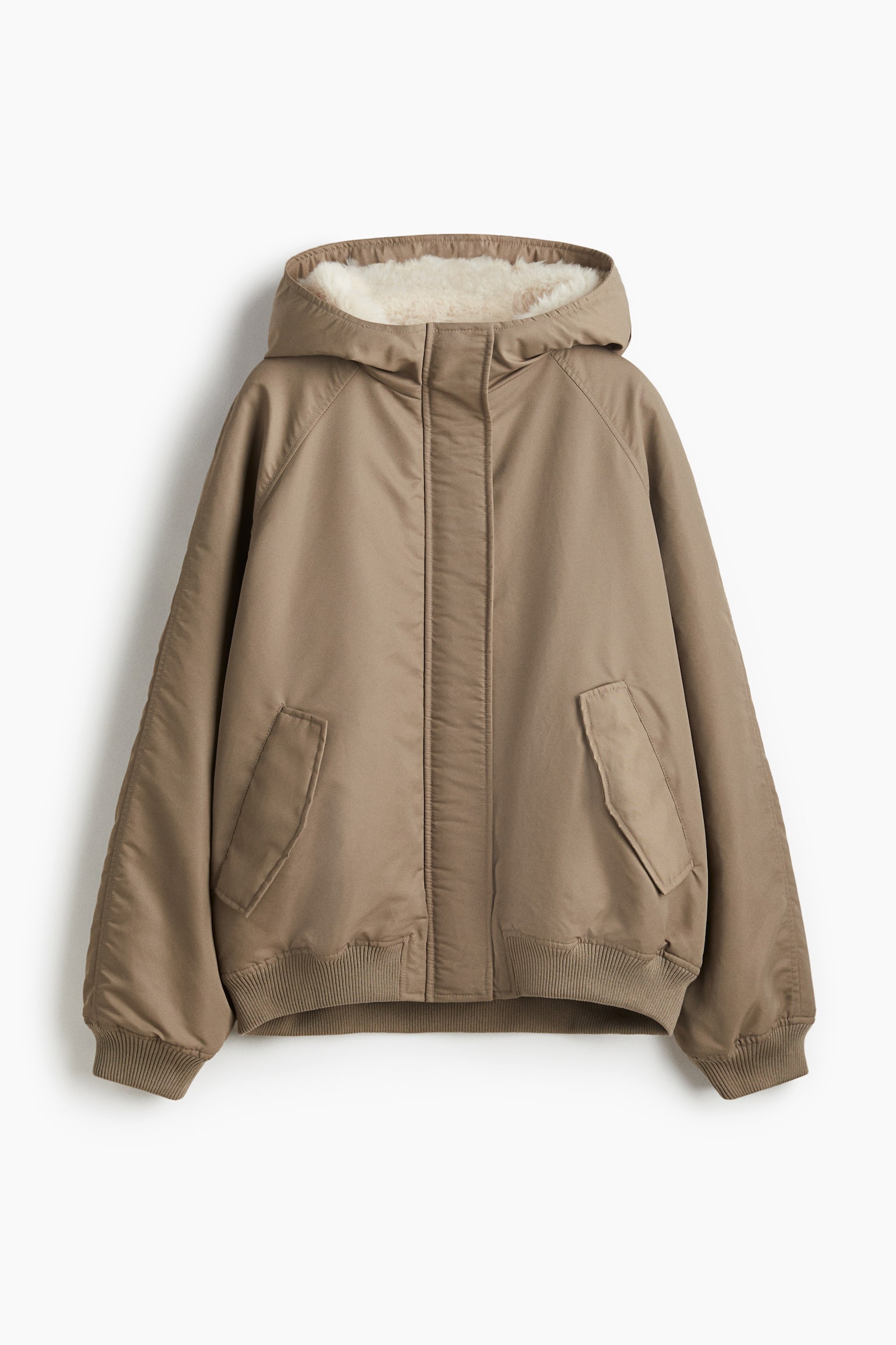 Oversized bomber jacket - Beige/Dark grey - 2